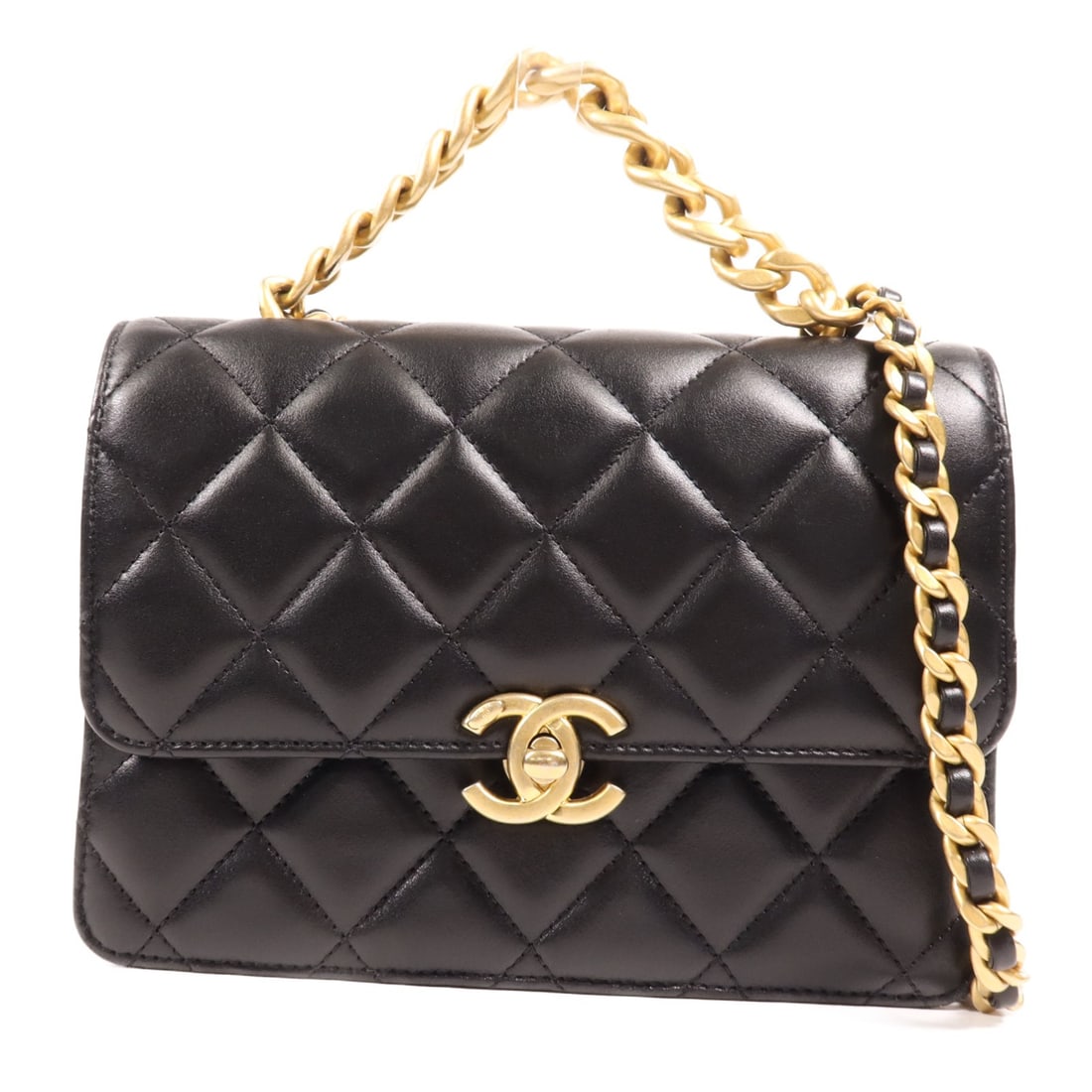 CHANEL Black Lambskin 2 Way Shoulder Bag AS4067 GHW: CHANEL Black Lambskin 2 Way Shoulder Bag AS4067 GHW Elevate your style with this exquisite CHANEL 2 Way Shoulder Bag, crafted from luxurious lambskin leather in a classic black finish. This handbag fe