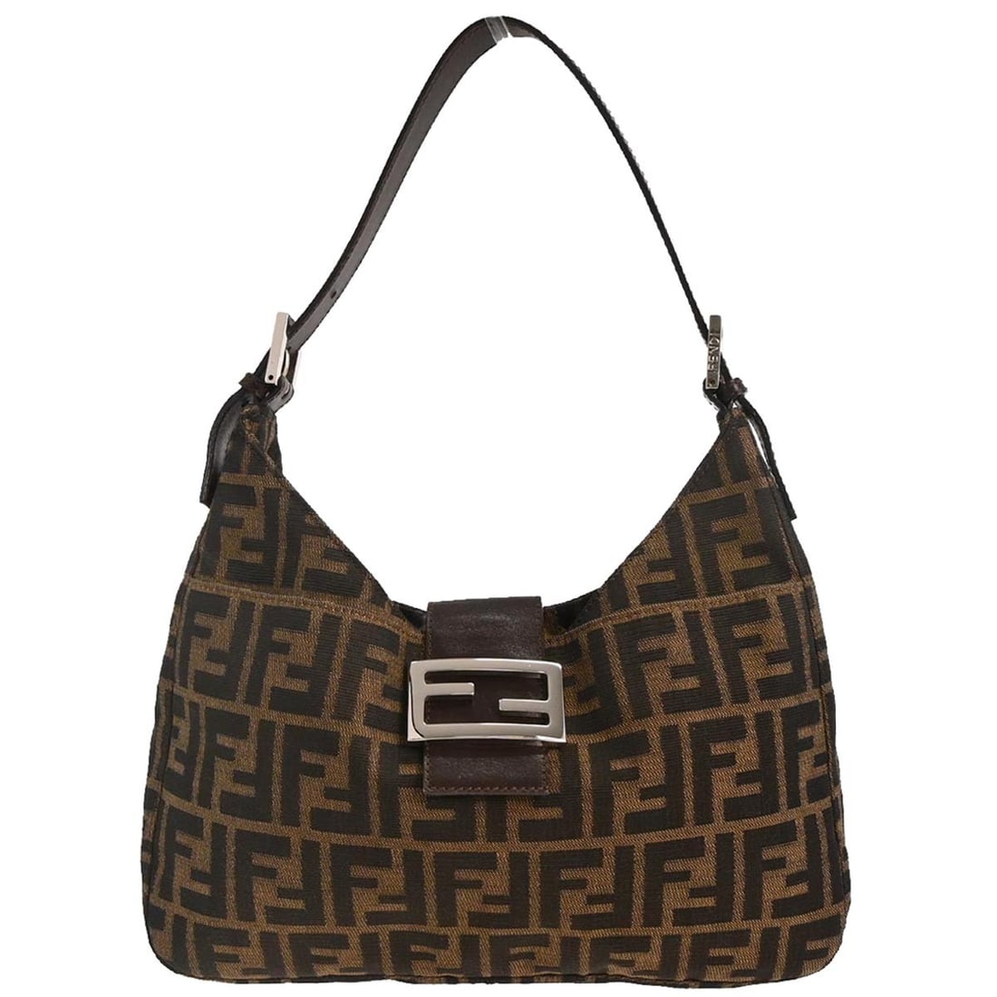 Fendi Zucca Brown Canvas Handbag with Silver Hardware (1 of 10)