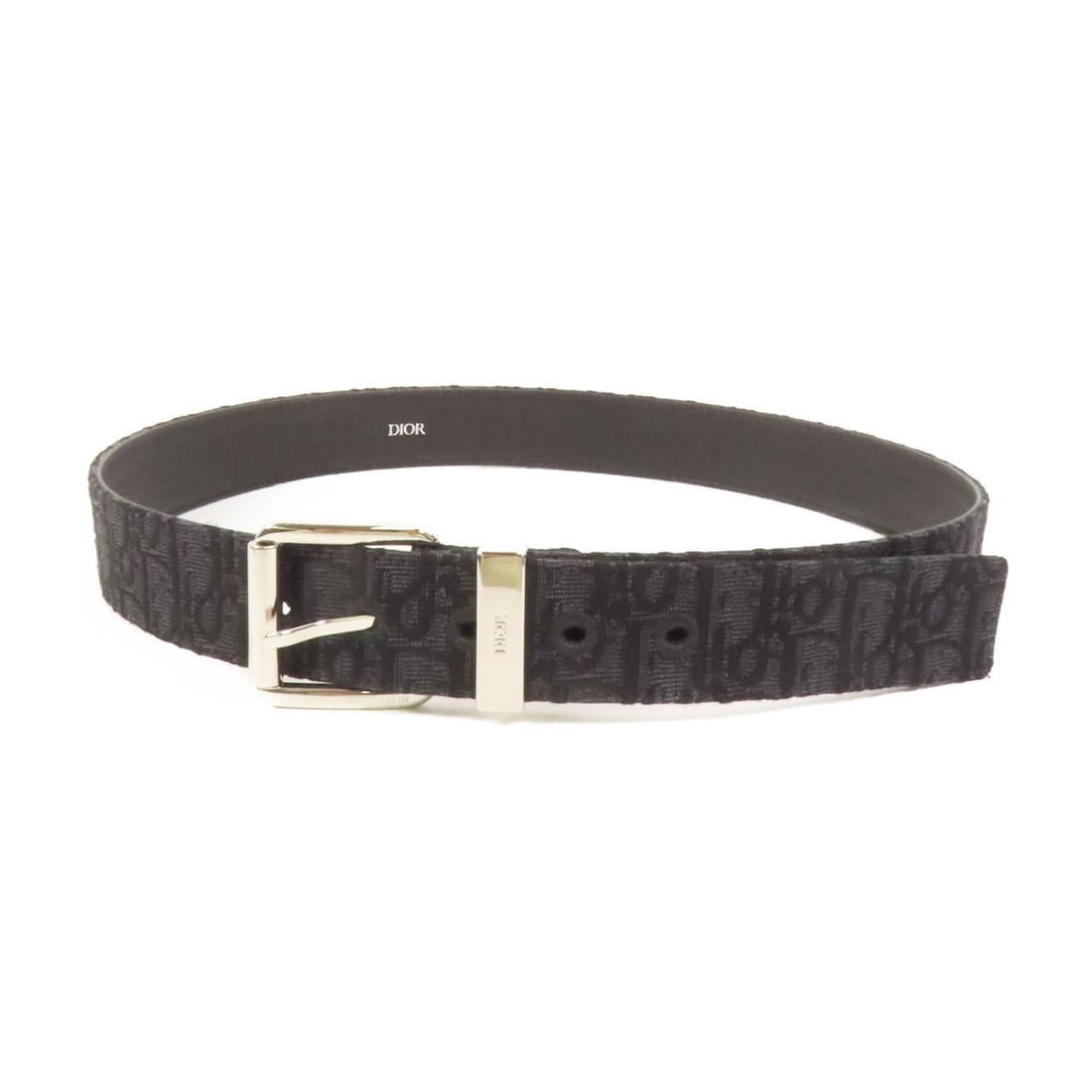 Dior Casual Melt 35MM Black Canvas Belt with Silver Hardware (1 of 9)