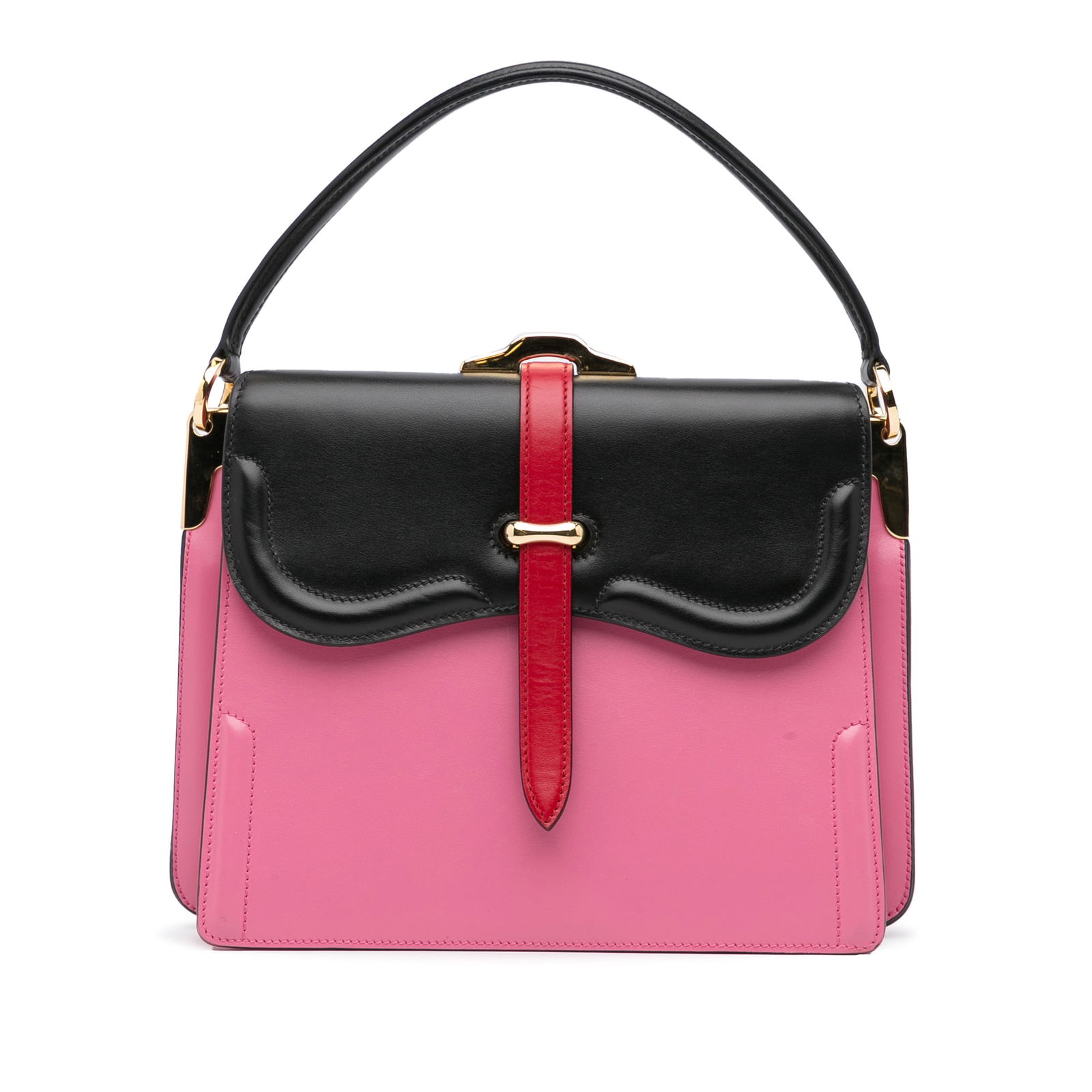 Prada Belle Satchel Pink Leather Bag with Chain Strap (1 of 11)