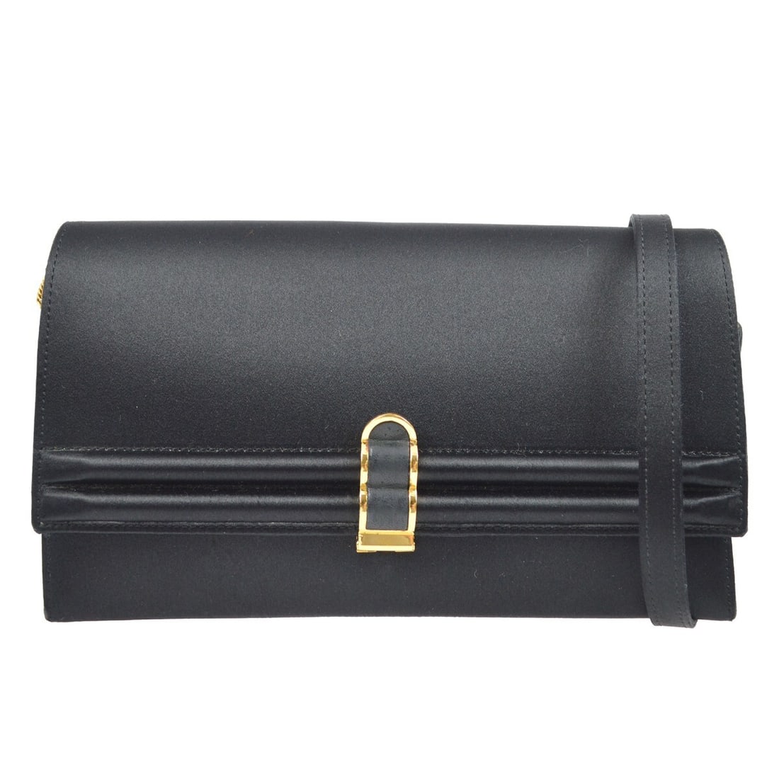 Hermes Black Satin Medium Shoulder Strap and Clutch Bag from France (1 of 10)
