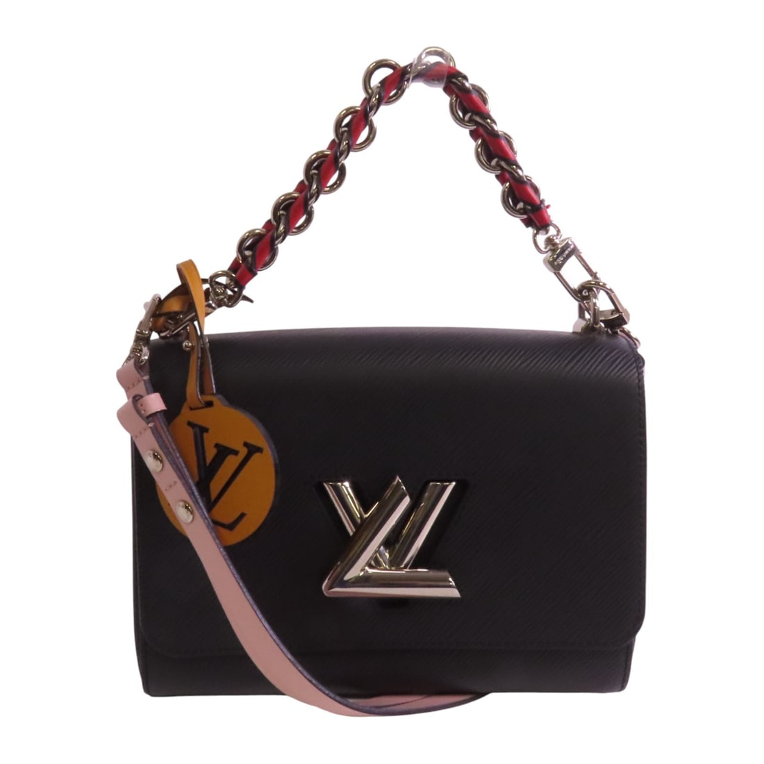 LOUIS VUITTON Twist MM Handbag Black Epi Leather M53921: LOUIS VUITTON Twist MM Handbag Black Epi Leather M53921 This LOUIS VUITTON Twist MM Handbag is a stylish and versatile accessory designed for both shoulder and crossbody wear. Crafted from premium cal