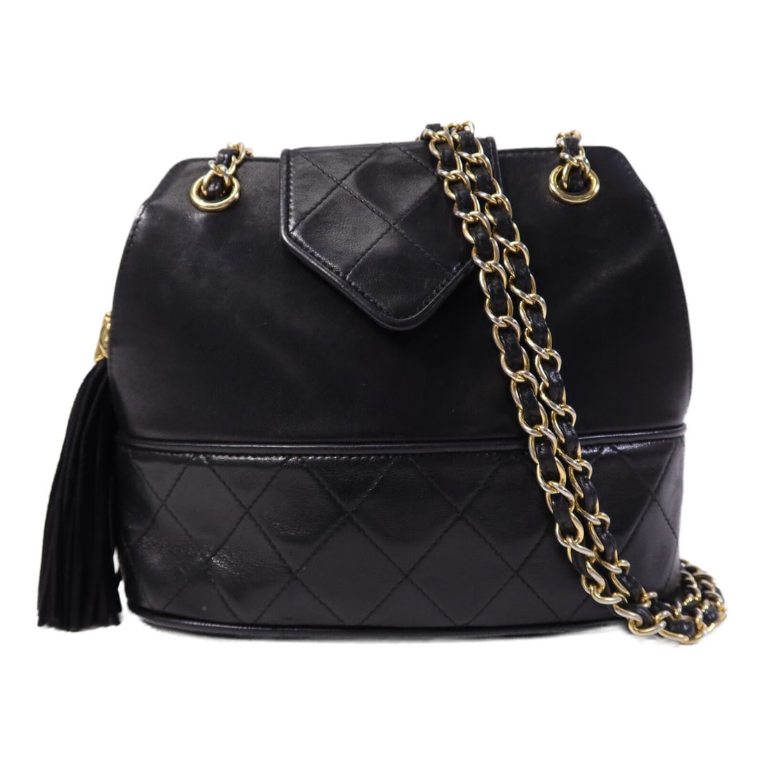 Black Lambskin Leather CHANEL Shoulder Bag with CC and Gold Hardware (1 of 14)