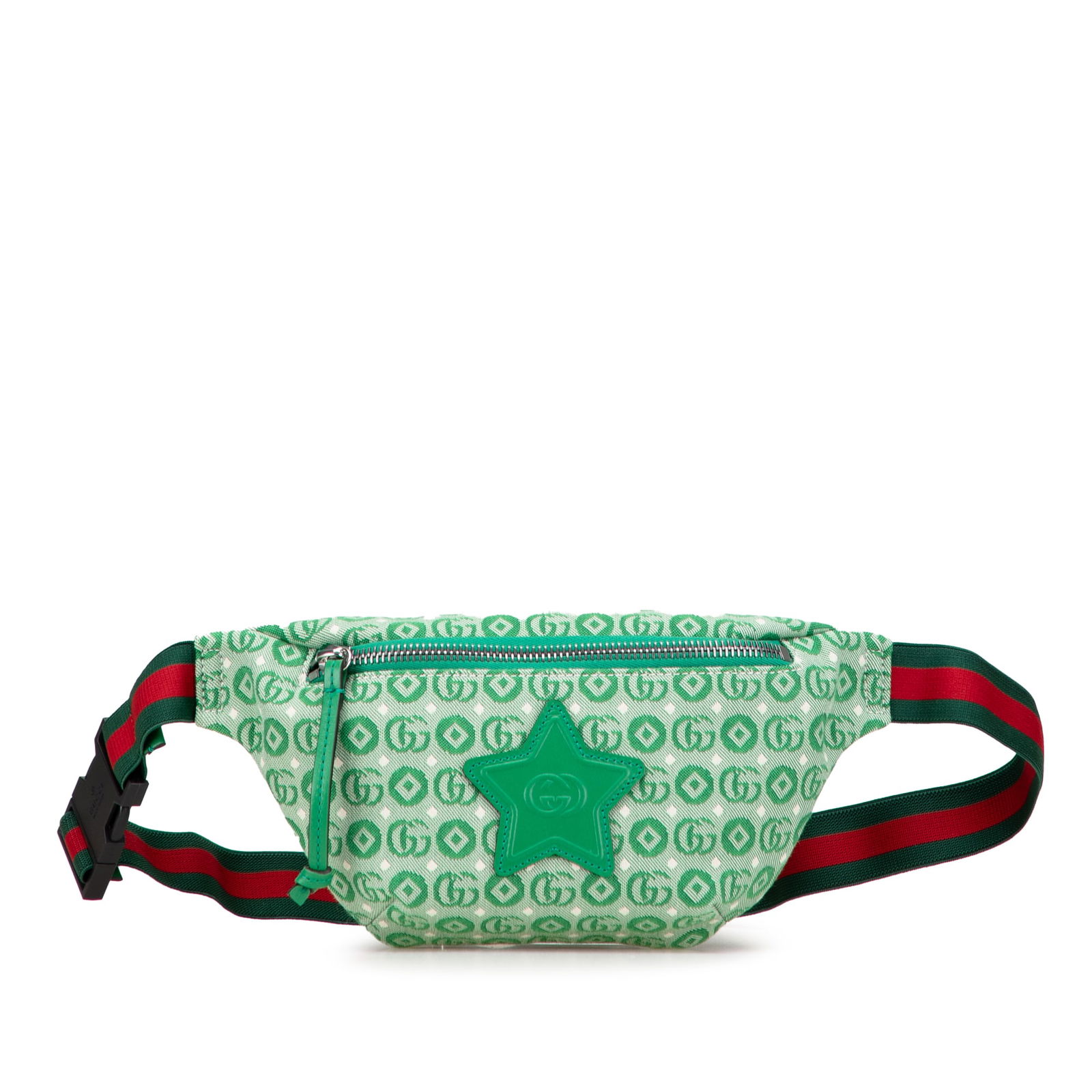 Gucci Kids GG Canvas Star Belt Bag Green Fabric Italy: Gucci Kids GG Canvas Star Belt Bag Green Fabric Italy The Gucci Kids GG Canvas Star Belt Bag is a stylish and functional accessory designed for young fashion enthusiasts. This belt bag is crafted from