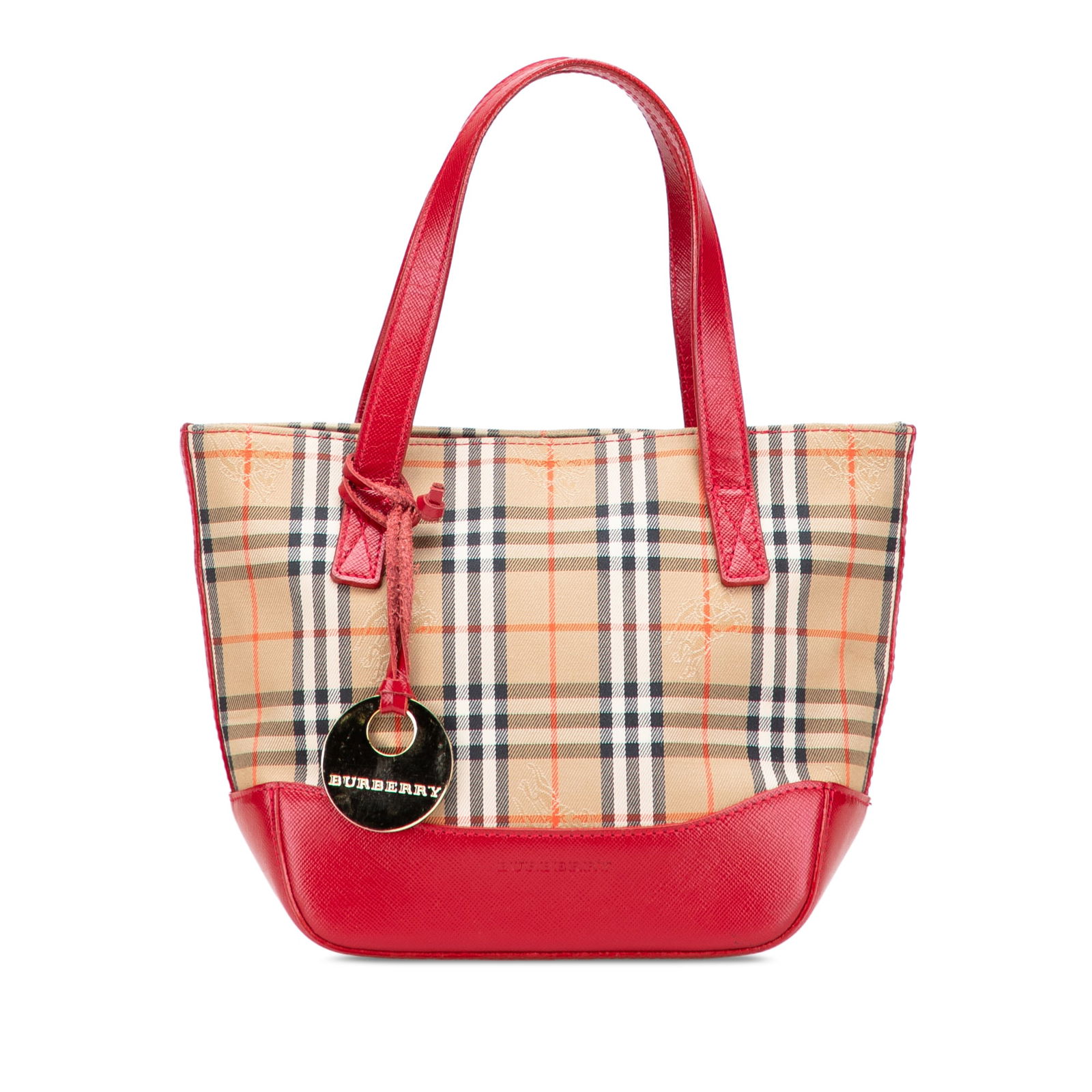 Burberry Haymarket Check Canvas Handbag with Leather Bottom: Burberry Haymarket Check Canvas Handbag with Leather Bottom The Burberry Haymarket Check Canvas Handbag is a stylish accessory featuring a classic haymarket check canvas body complemented by a durable