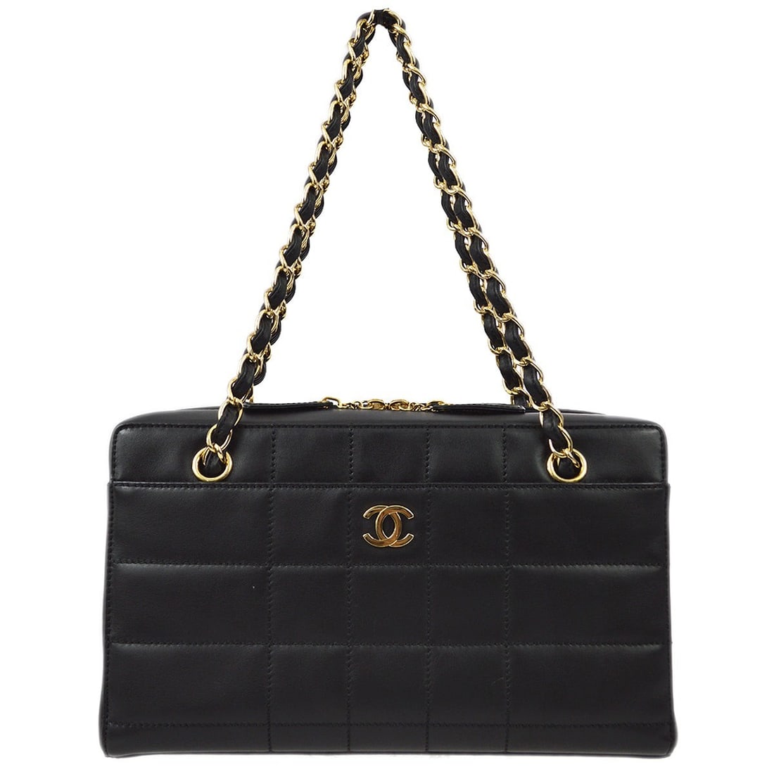 Chanel Choco Bar Black Lambskin Leather Chain Tote Bag Medium (1 of 10)