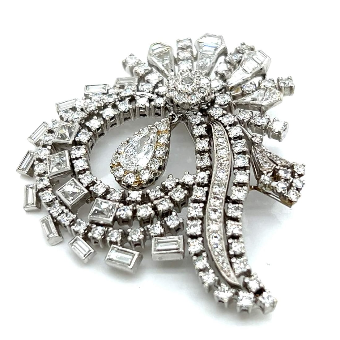Elegant 14K White Gold Diamond Brooch 6.00 Ct VVS-VS F-H Color (1 of 4)