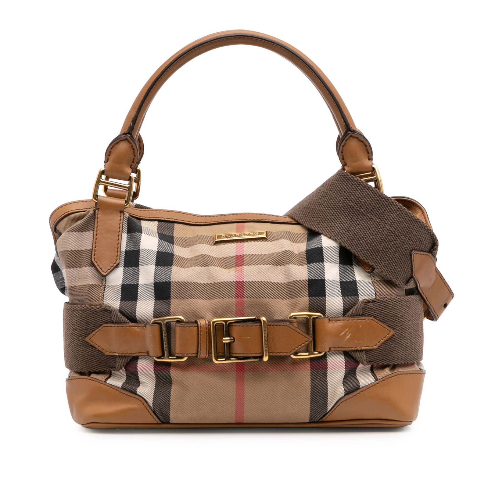 Burberry House Check Canvas Brecon Satchel with Leather Trim (1 of 16)