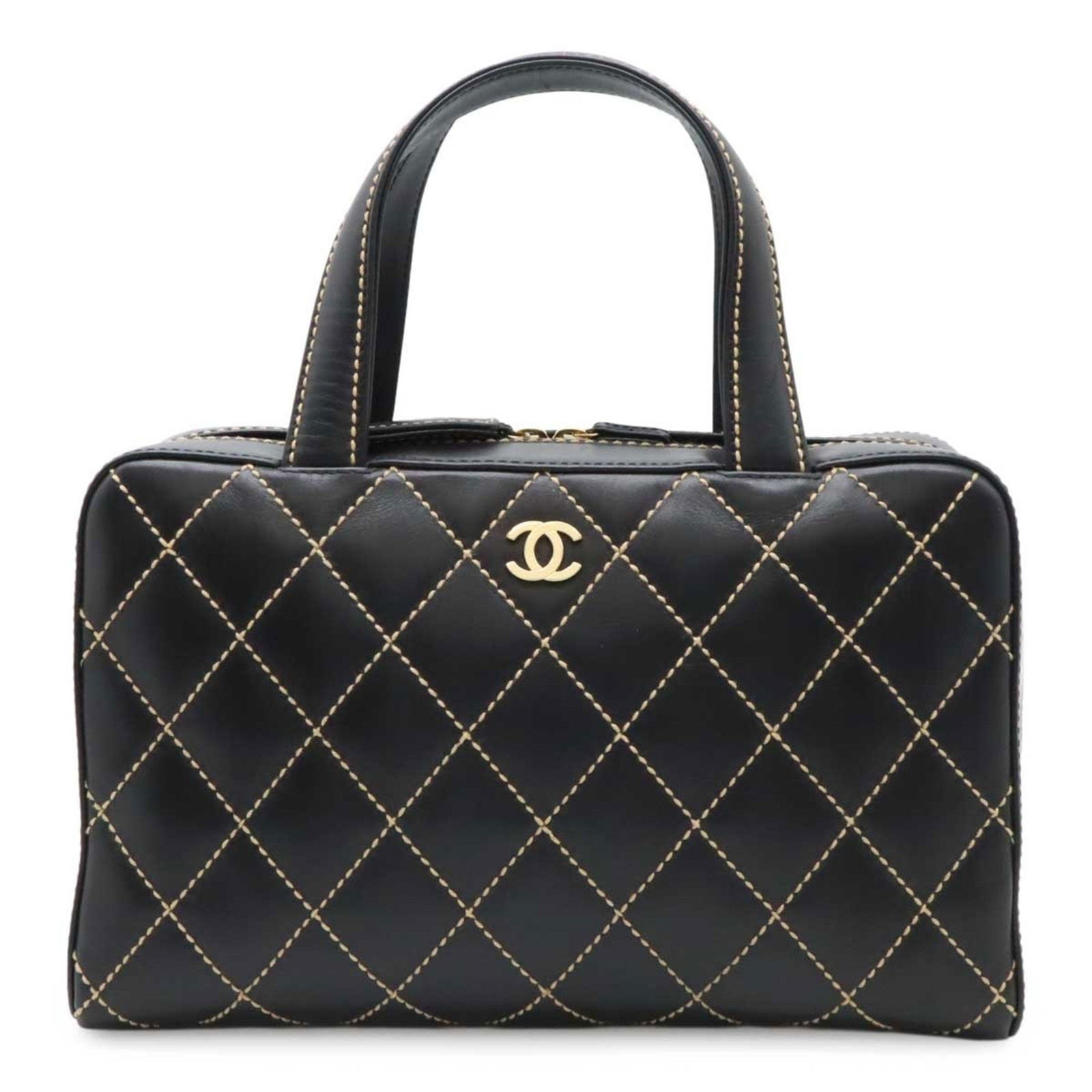 Black Leather Chanel Wild Stitch Handbag from France: Black Leather Chanel Wild Stitch Handbag from France This is a Chanel Wild Stitch handbag crafted from black leather. Designed for women, the bag features signature wild stitch detailing and is made i