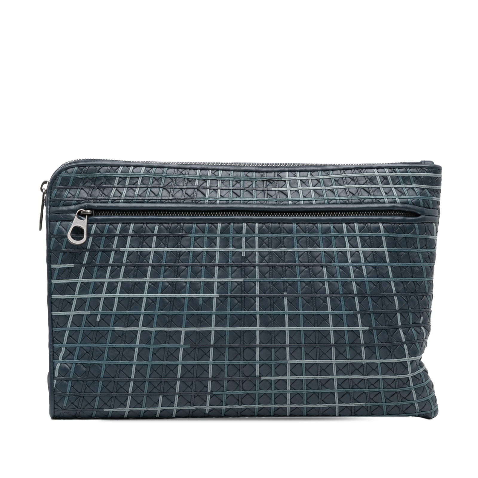 Bottega Veneta Blue Nappa Intrecciato Metropolis Clutch Bag: Bottega Veneta Blue Nappa Intrecciato Metropolis Clutch Bag The Bottega Veneta Nappa Intrecciato Metropolis Clutch is a stylish accessory crafted from premium woven leather. This clutch features a sec