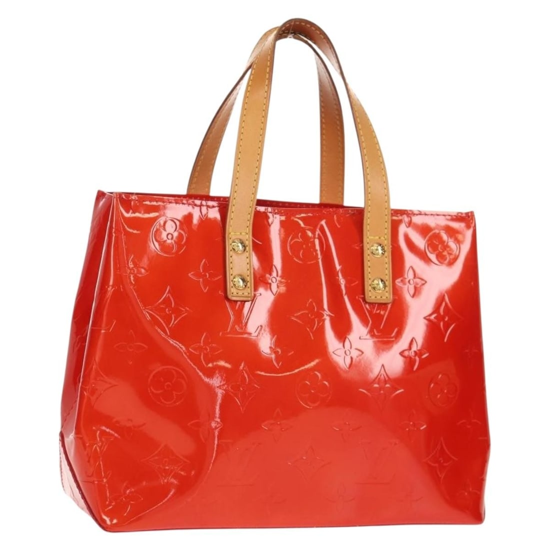 Louis Vuitton Reade PM Red Patent Leather Monogram Handbag M91088 France: Louis Vuitton Reade PM Red Patent Leather Monogram Handbag M91088 France This Louis Vuitton Monogram Vernis Reade PM handbag features a red patent leather exterior with a compact and stylish silhouett