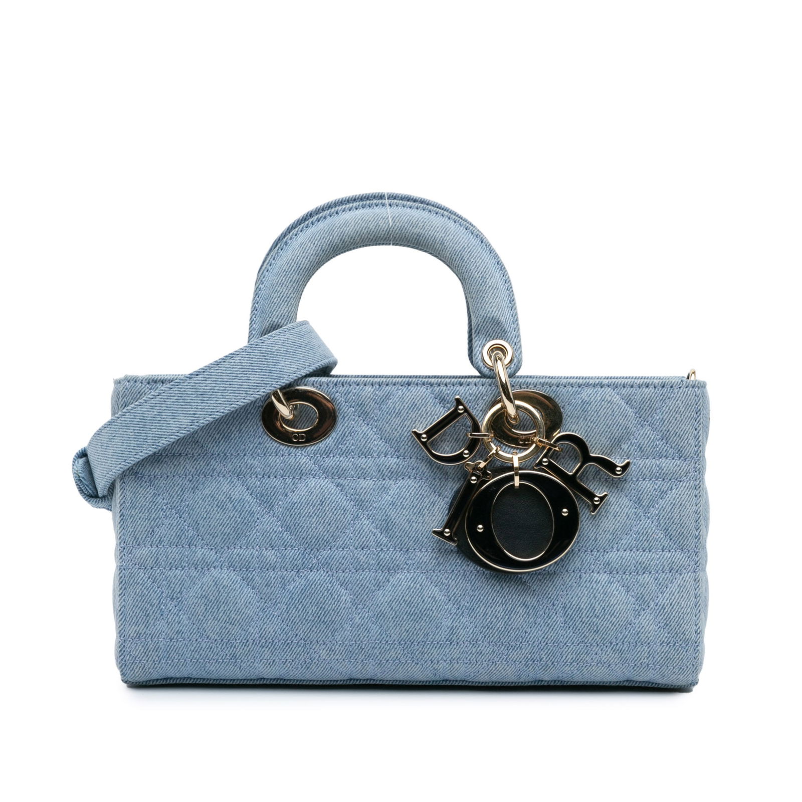 Dior Medium Denim Cannage Lady D Joy Blue Handbag: Dior Medium Denim Cannage Lady D Joy Blue Handbag Introducing the Dior Medium Denim Cannage Lady D Joy, a chic and stylish handbag designed for the modern woman. This bag features a quilted denim body