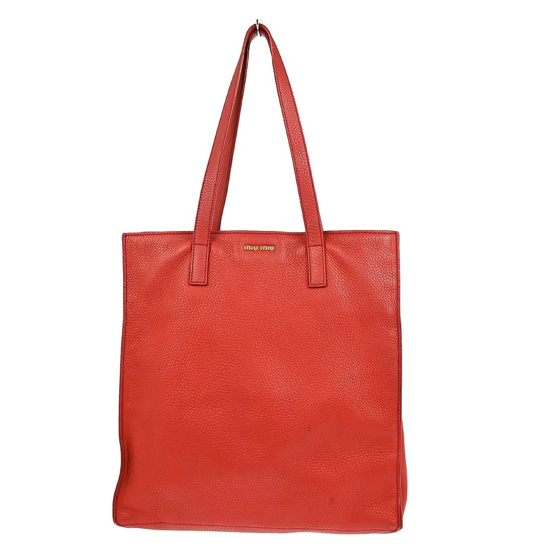 Miu Miu Large Red Leather Vintage Tote Bag Double Handles 5BG013: Miu Miu Large Red Leather Vintage Tote Bag Double Handles 5BG013 This Miu Miu Red Leather Tote Handbag is a stylish and practical accessory designed for daily use. Crafted from high-quality leather, t