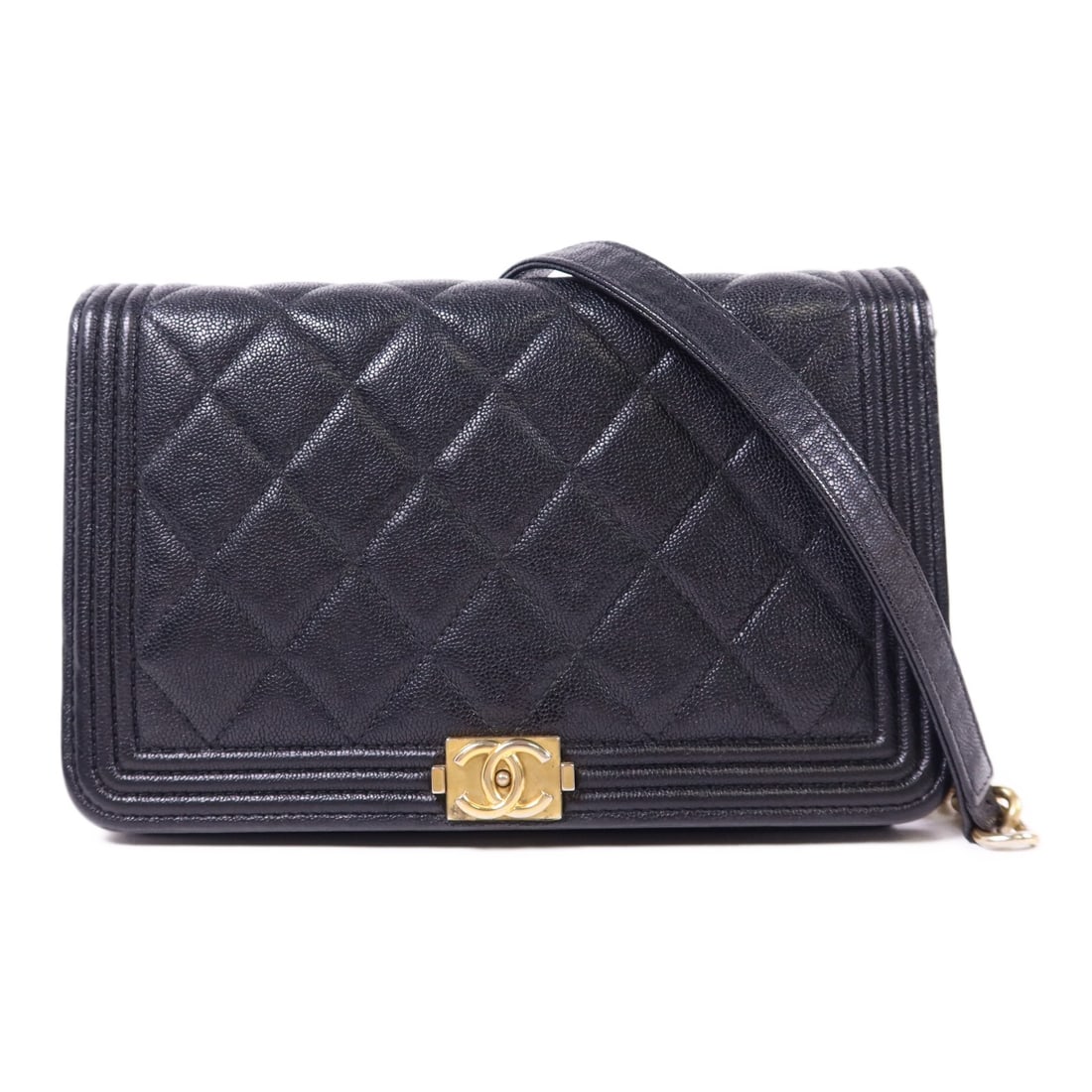 Chanel Boy CC Black Calfskin Wallet on Chain Shoulder Bag with Gold Hardware (1 of 18)