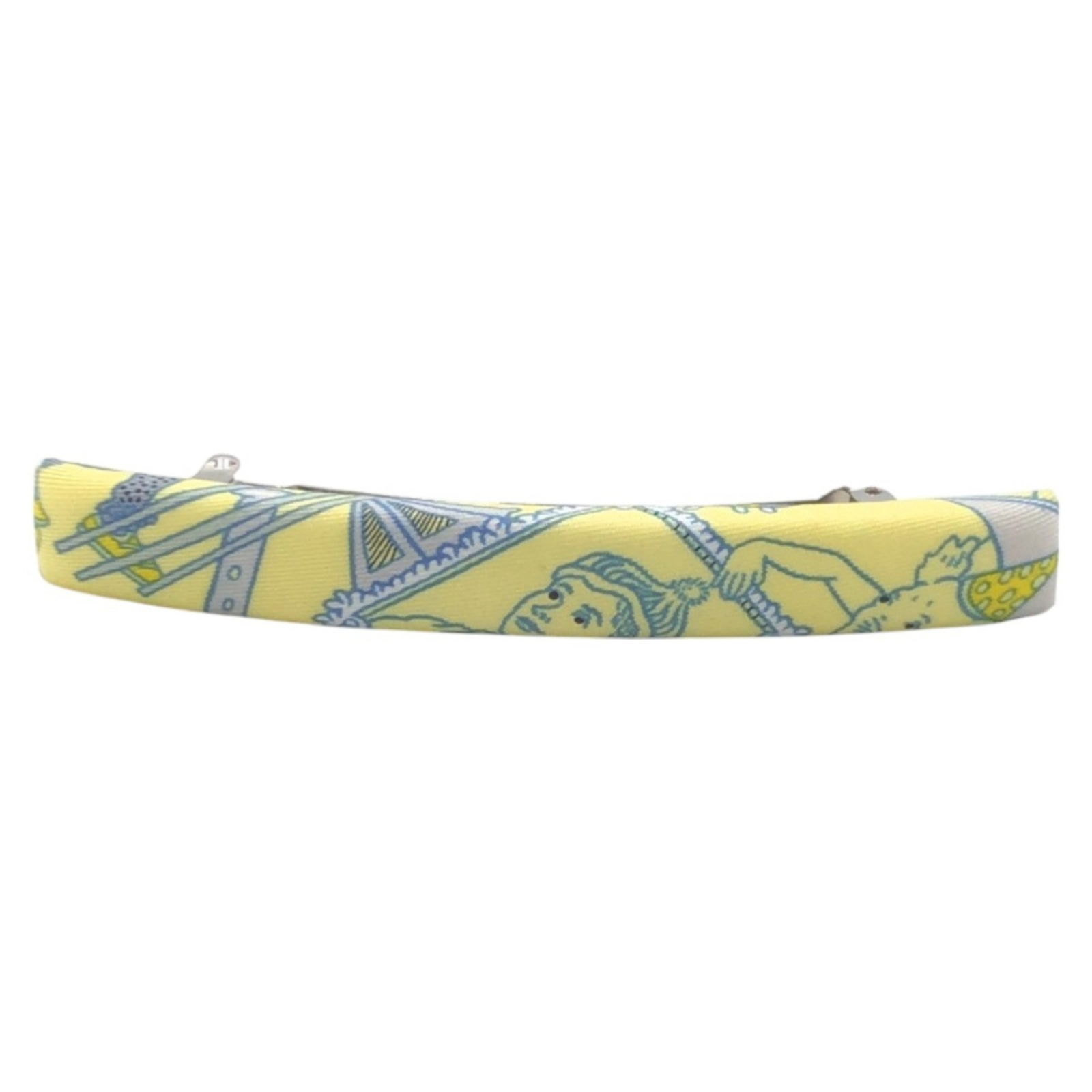 Yellow silk accessory for women by Hermes France: Yellow silk accessory for women by Hermes France This Hermes accessory is crafted from silk in a vibrant yellow color. Designed for women, it features dimensions of 1.5 cm by 12 cm. Made in France, th