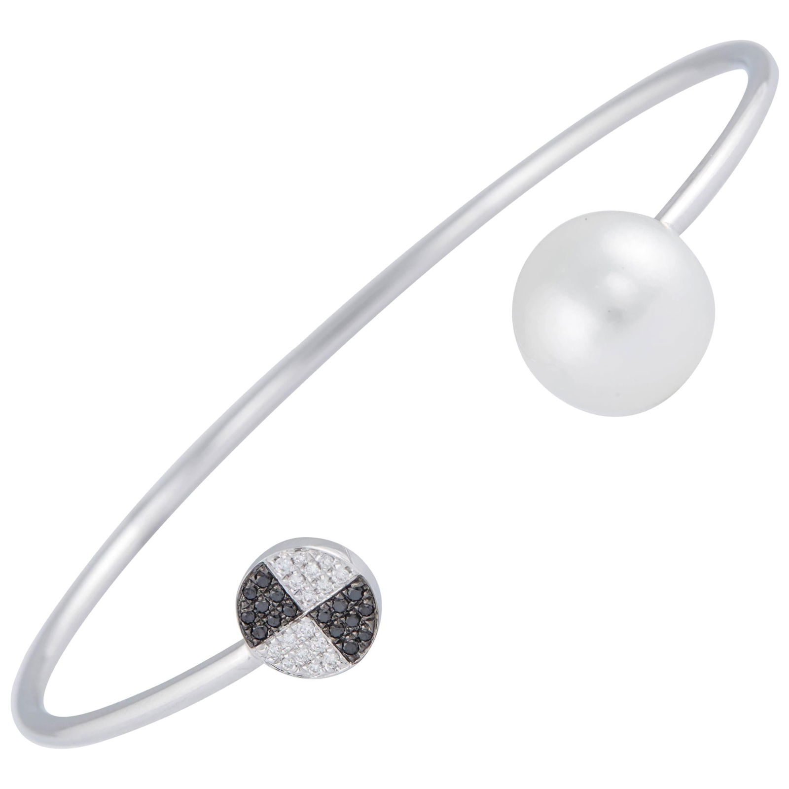 Harbor Diamonds Black White Diamond South Sea Pearl Bangle 18K Gold (1 of 10)
