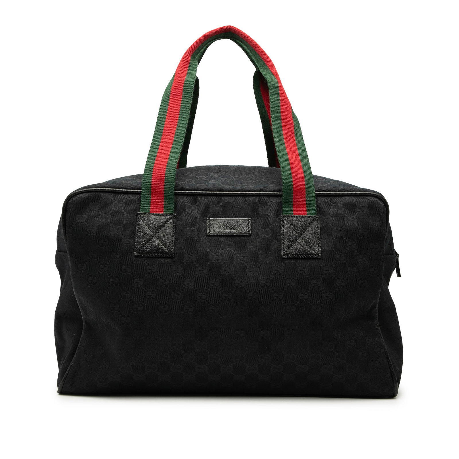 Gucci GG Canvas Web Travel Bag Black Leather Trim Italy (1 of 8)
