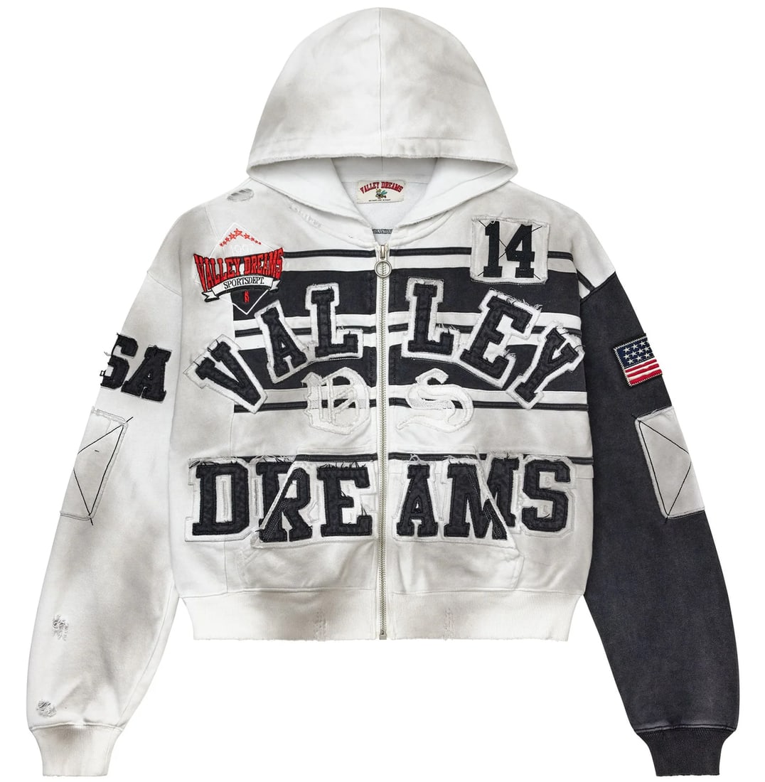 Black and White Zip Up Hoodie by Vale Collage Oreo Edition: Black and White Zip Up Hoodie by Vale Collage Oreo Edition The Vale Collage Oreo Zip Up Hoodie features a distinctive black-and-white colorway, offering a bold yet versatile style suitable for year-ro