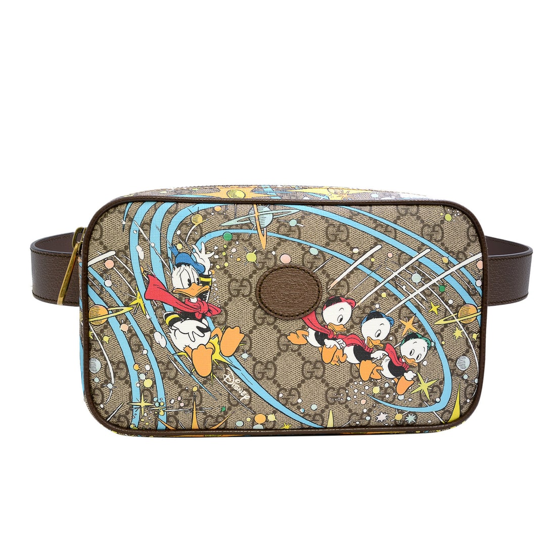 Gucci Limited Edition Donald Duck Disney GG Supreme Leather Belt Bag: Gucci Limited Edition Donald Duck Disney GG Supreme Leather Belt Bag Introducing the Gucci GG Supreme Donald Duck Disney x Gucci Leather Unisex Belt Bag, a stylish and playful accessory perfect for an