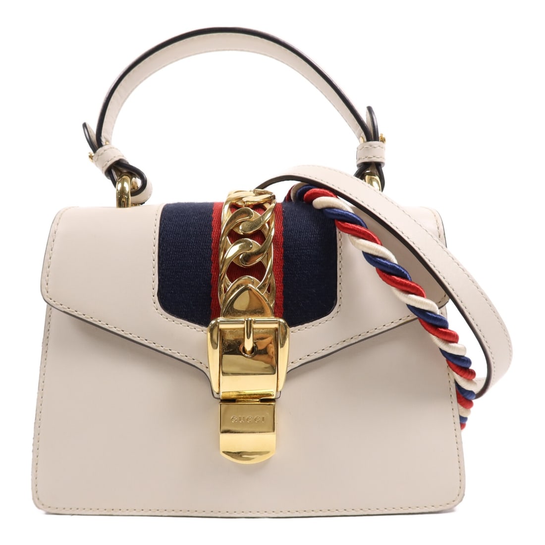 GUCCI Sylvie 2 Way Shoulder Bag Calfskin Leather White GHW 470270 (1 of 18)