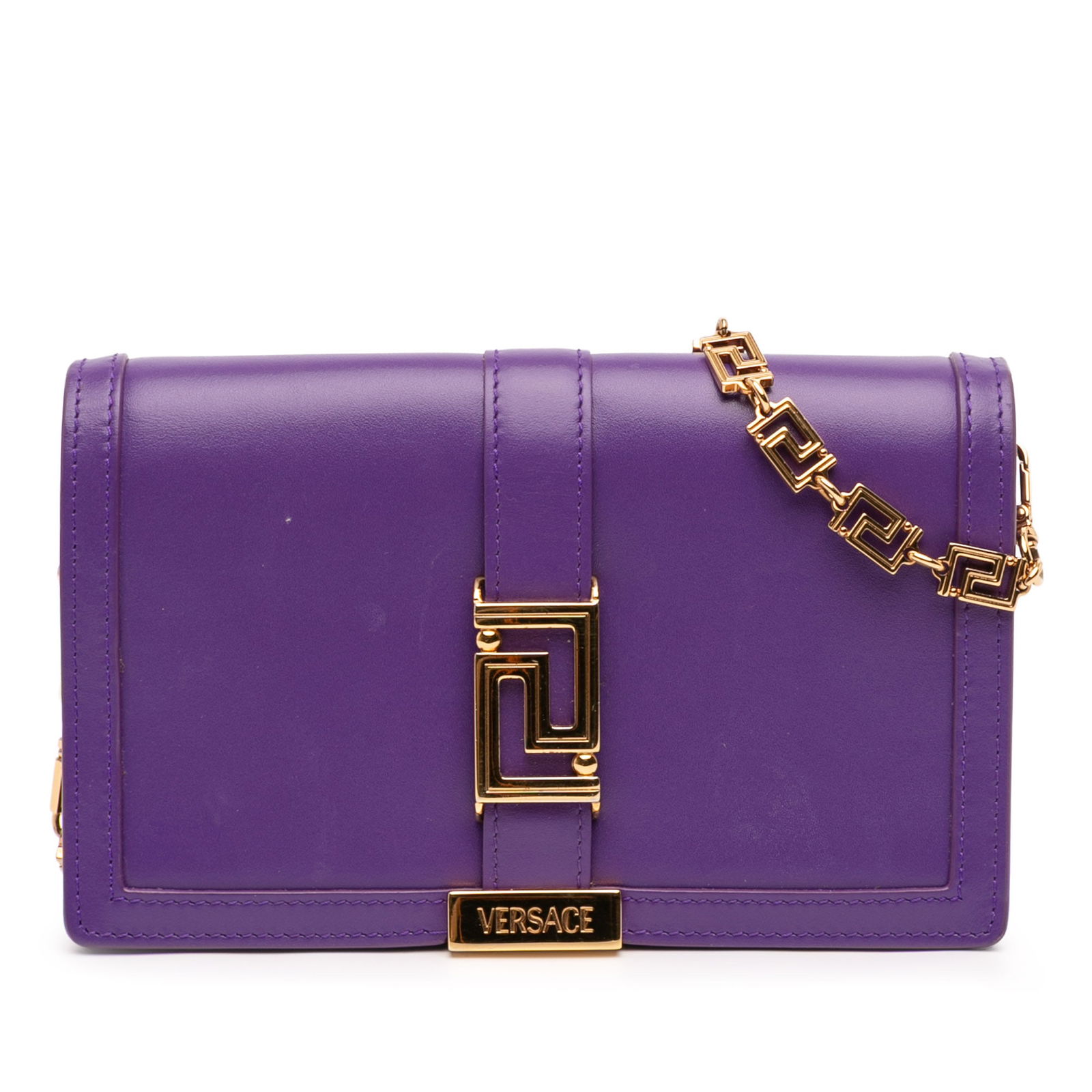 Versace Greca Goddess Purple Leather Chain Wallet Crossbody Bag (1 of 12)