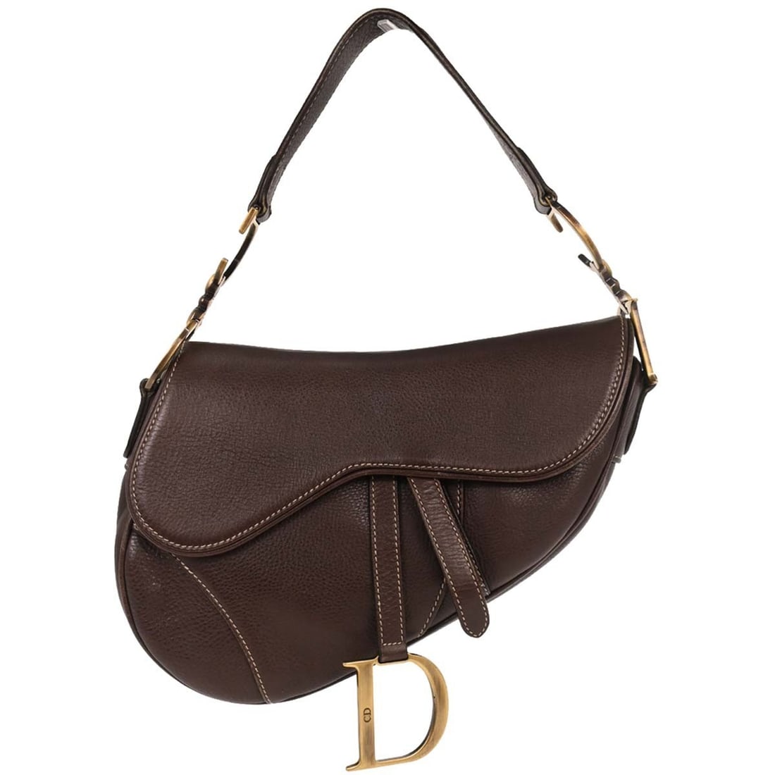 Dior Brown Leather Saddle Handbag RU0052 Medium Shoulder Bag: Dior Brown Leather Saddle Handbag RU0052 Medium Shoulder Bag This Christian Dior Saddle Handbag is crafted from rich brown leather, showcasing a stylish and practical design. Featuring a Velcro tape c