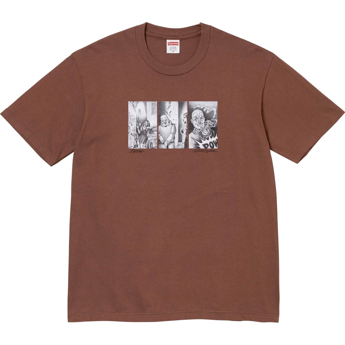 Mister Cartoon Collaboration Brown T Shirt by Supreme Size Large: Mister Cartoon Collaboration Brown T Shirt by Supreme Size Large This is an authentic Supreme Mister Cartoon brown tee in un-used and unworn condition. The tee is size large. Specifications Brand: Sup