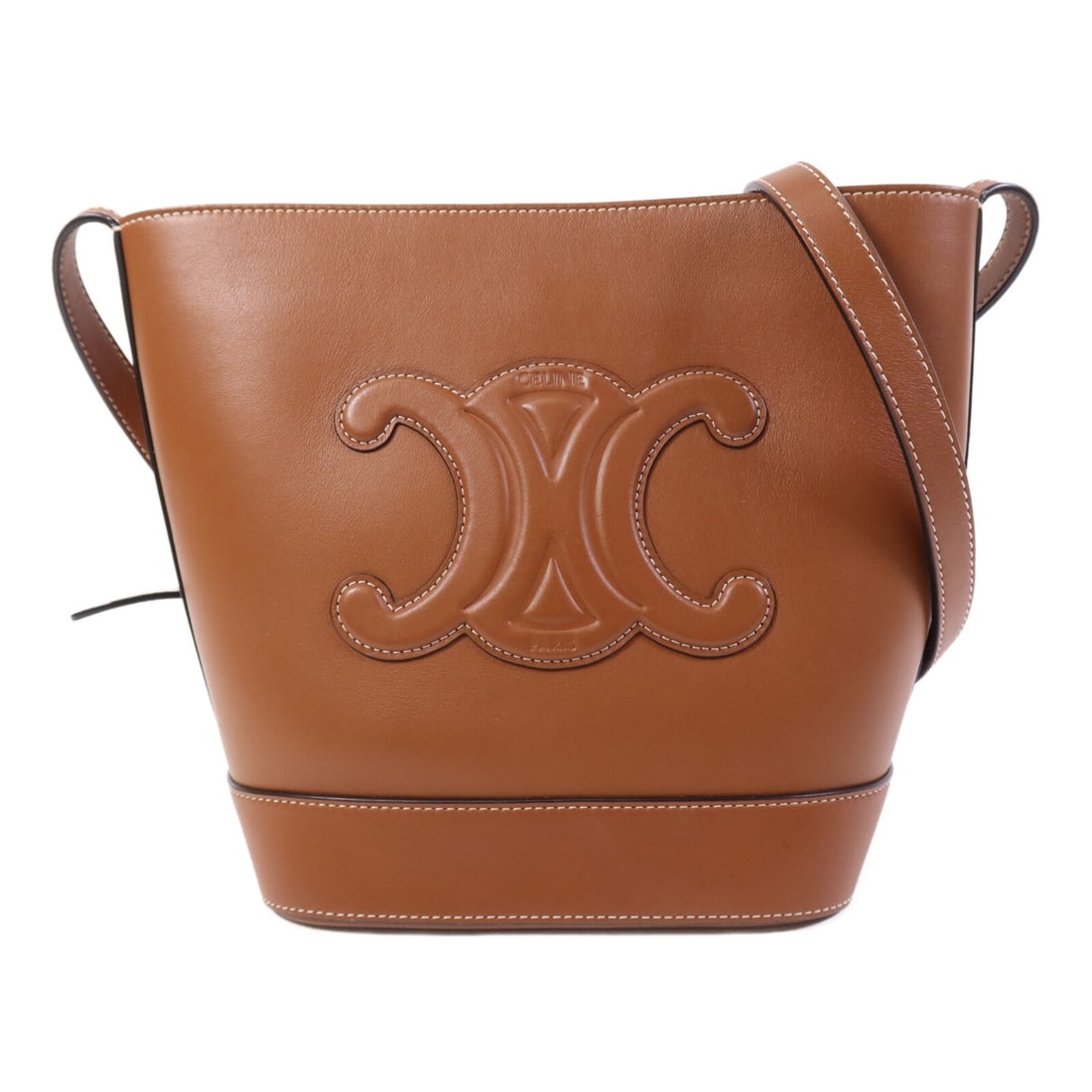 CELINE Small Brown Calfskin Leather Basket Shoulder Bag with Gold Tone Hardware: CELINE Small Brown Calfskin Leather Basket Shoulder Bag with Gold Tone Hardware This Celine small shoulder bag is crafted from brown calfskin leather and features a structured basket design. Made in F