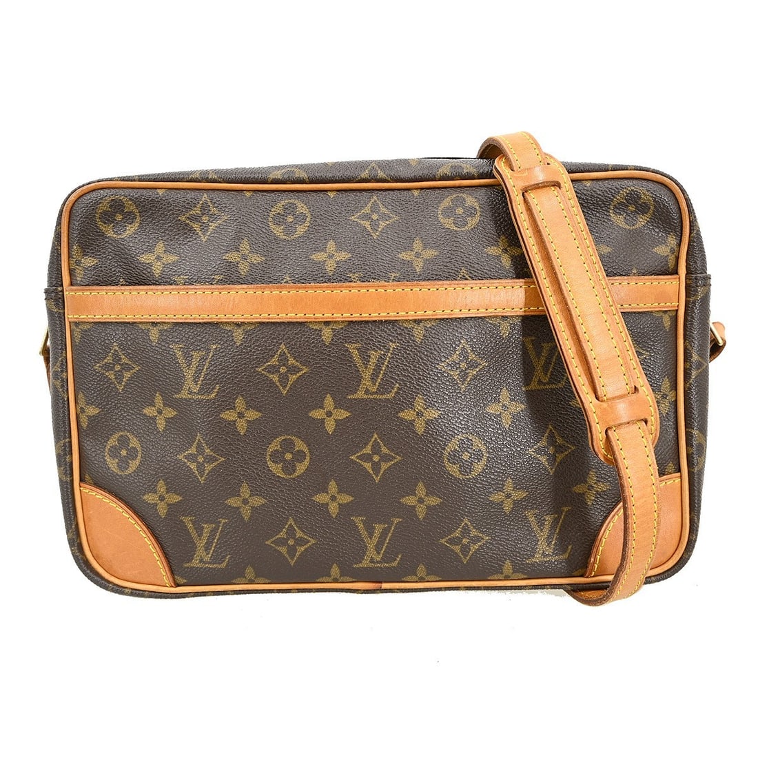 Louis Vuitton Trocadero 27 Monogram Canvas Crossbody Shoulder Bag M51274: Louis Vuitton Trocadero 27 Monogram Canvas Crossbody Shoulder Bag M51274 This Louis Vuitton Trocadero 27 crossbody shoulder bag features the iconic monogram canvas exterior paired with brown leather c