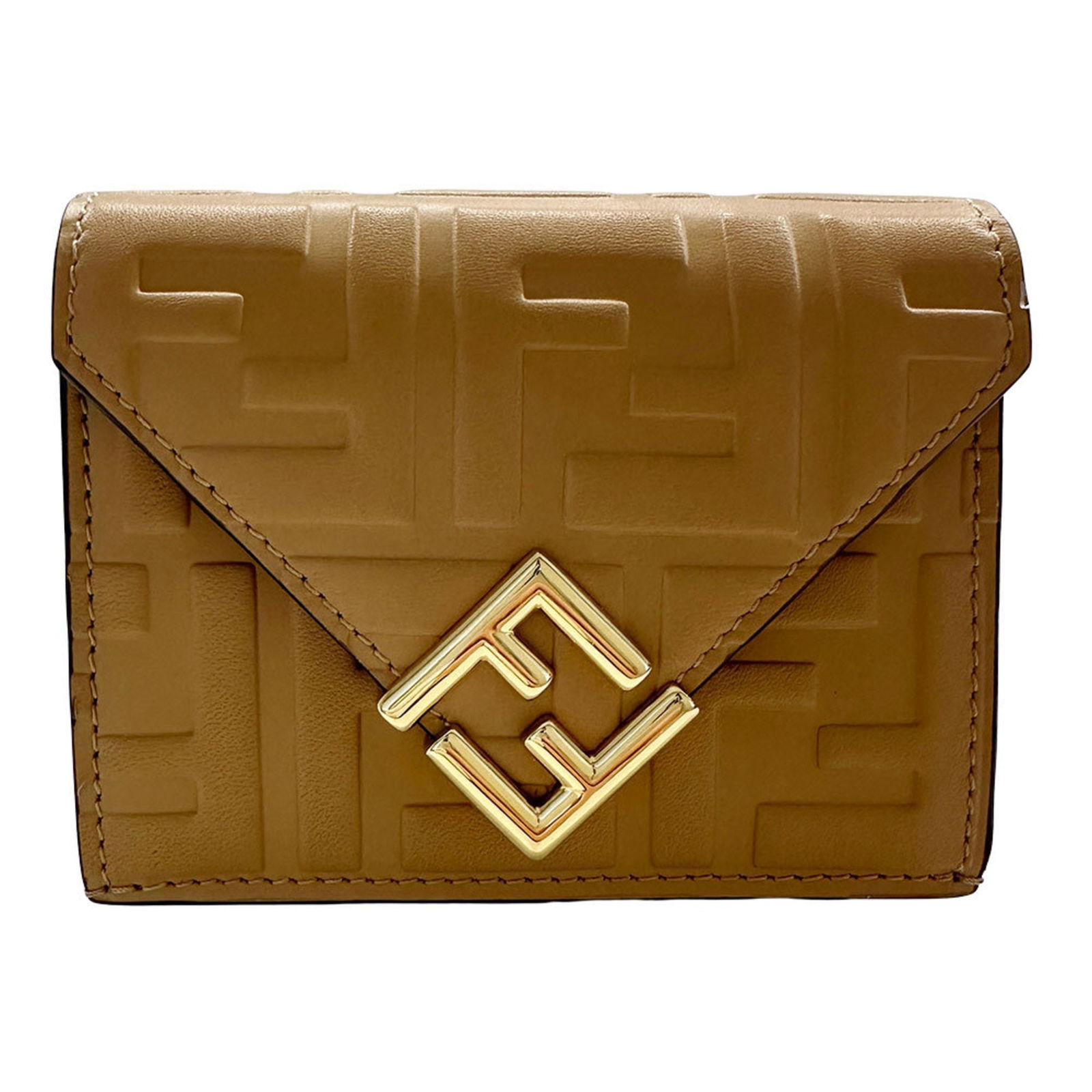 Beige Leather Fendi FF Unisex Wallet Made in Italy: Beige Leather Fendi FF Unisex Wallet Made in Italy This Fendi FF wallet features a beige leather exterior and a compact design. Crafted in Italy, it is suitable for any gender. The wallet displays sli