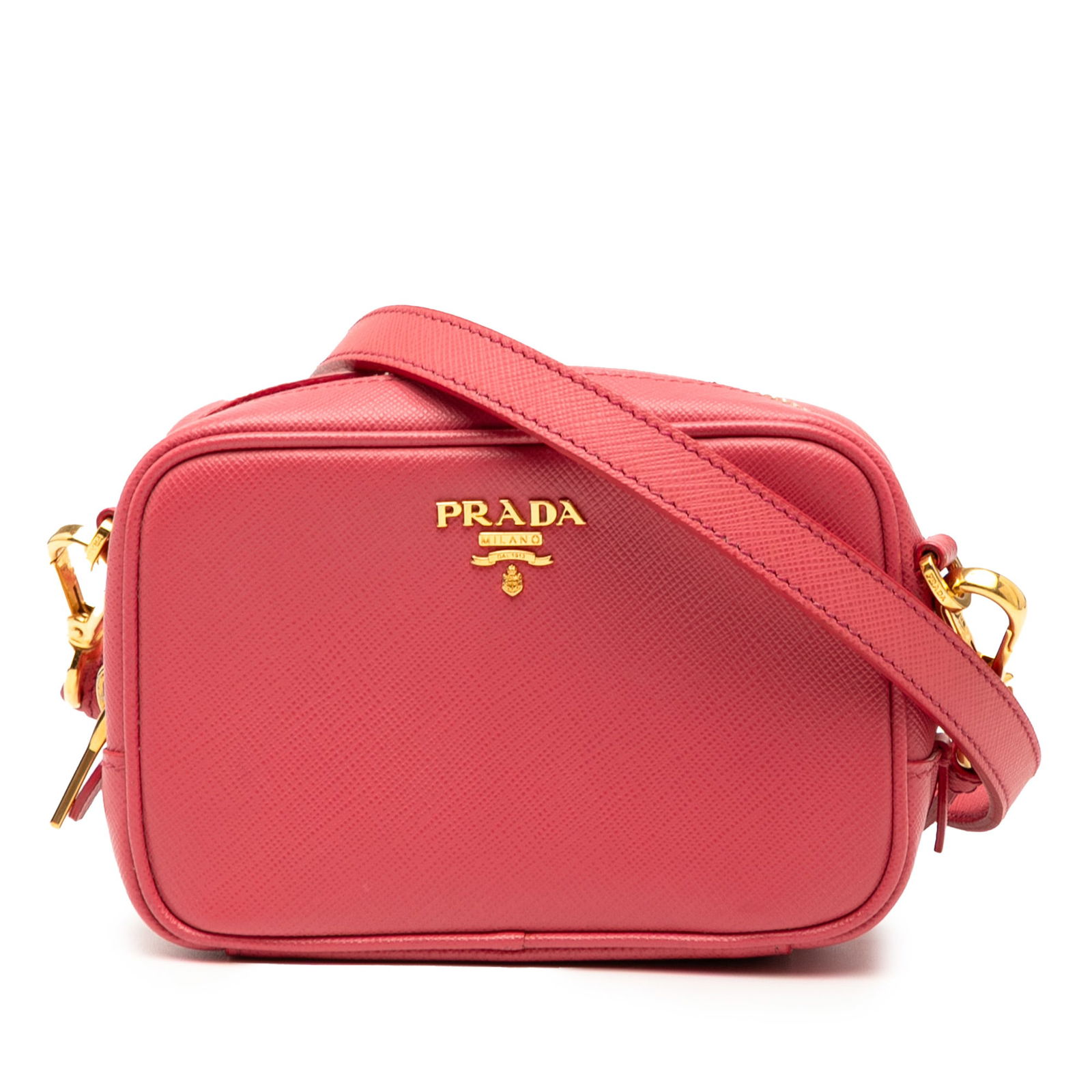 Prada Pink Saffiano Leather Mini Crossbody Camera Bag (1 of 7)