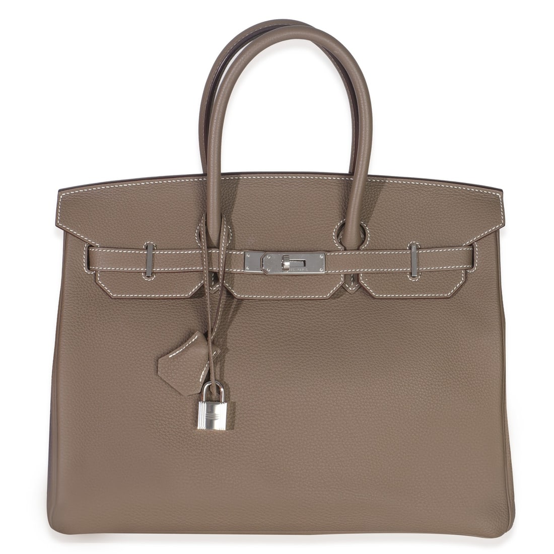 Hermes Birkin 35 Etoupe Togo Leather Handbag with Silver-Tone Hardware (1 of 8)