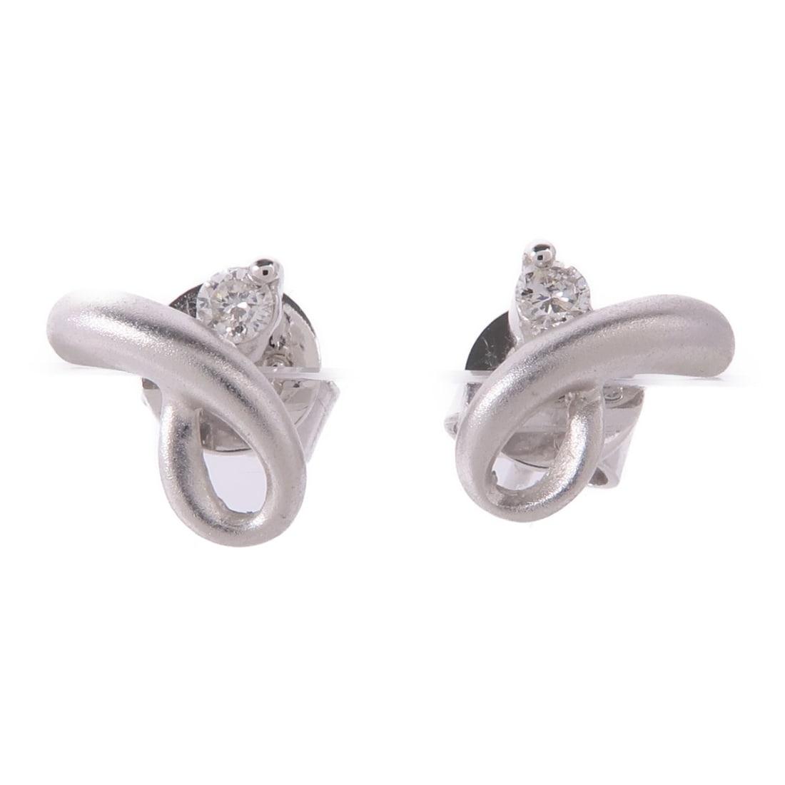 JEWELRY 18K White Gold Diamond Pierced Earrings (1 of 7)