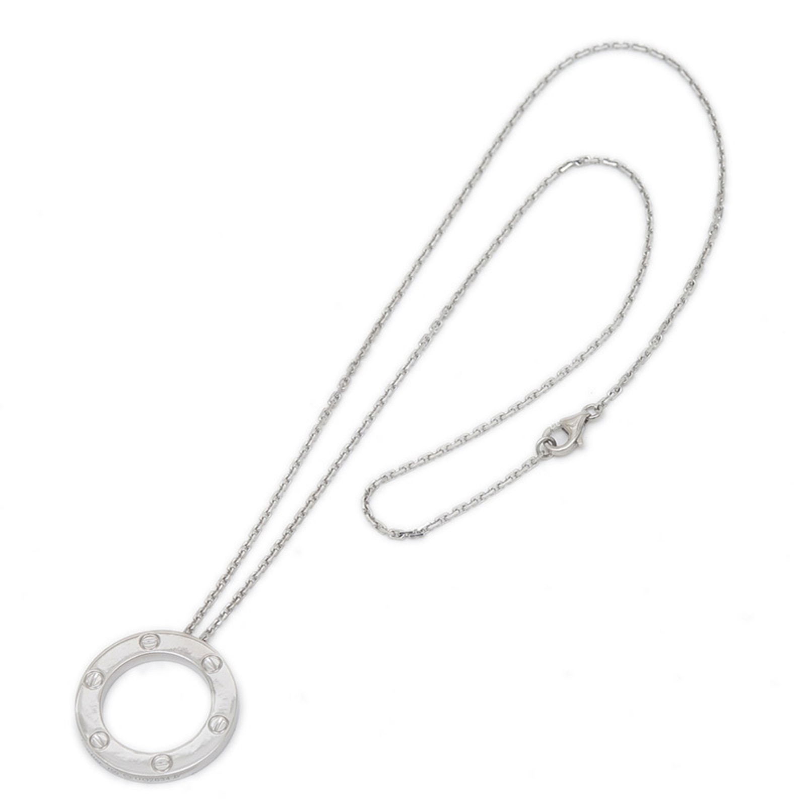 Cartier Love White Gold Pendant Necklace 42cm for Women: Cartier Love White Gold Pendant Necklace 42cm for Women This Cartier Love necklace is crafted from white gold and features a silver tone. Designed for women, it includes a pendant measuring 23mm and f