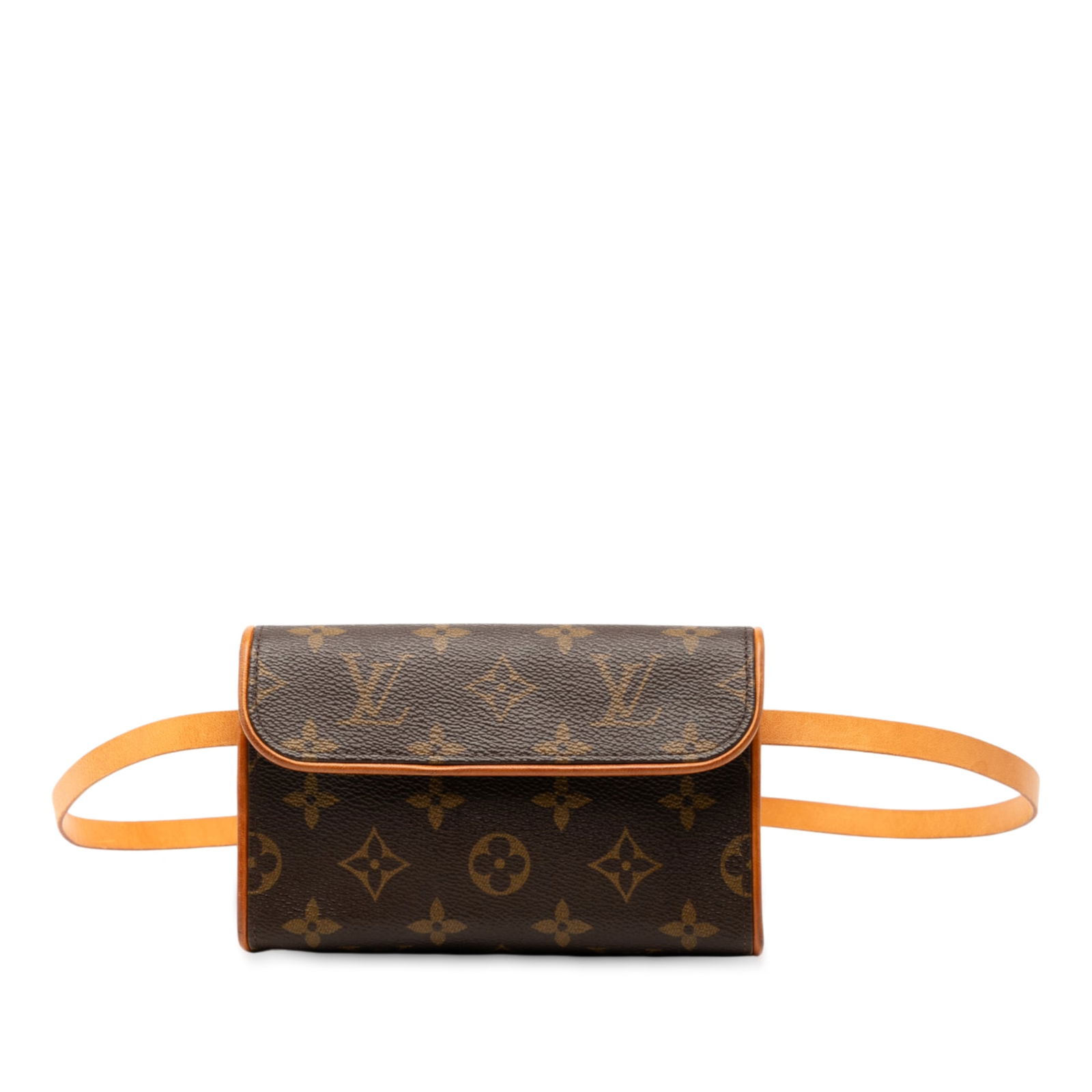 Louis Vuitton Pochette Florentine Monogram Canvas Bag with Leather Strap: Louis Vuitton Pochette Florentine Monogram Canvas Bag with Leather Strap The Louis Vuitton Monogram Pochette Florentine features the signature monogram canvas body and a flat vachetta leather strap. I
