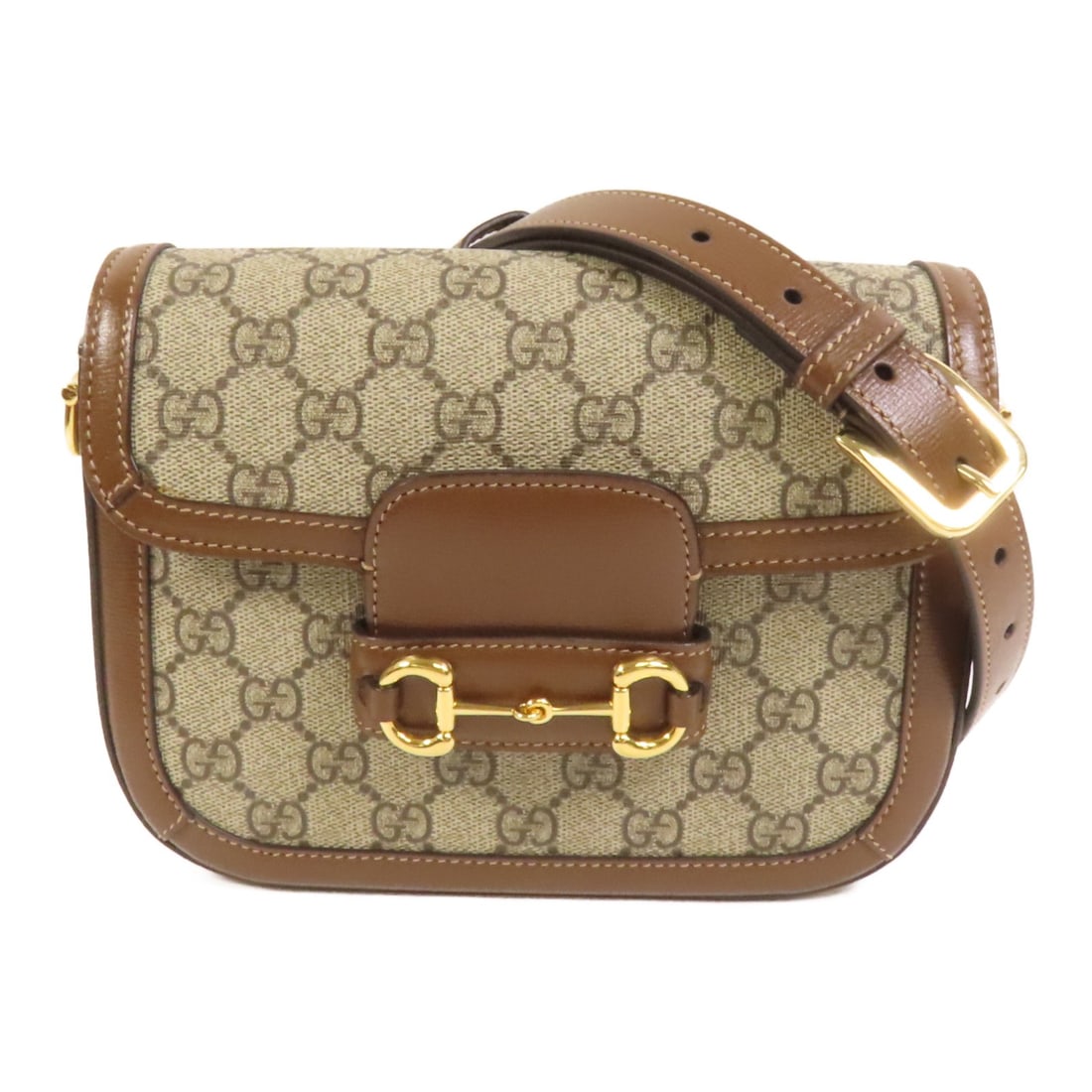 Gucci Horsebit 1955 Mini Brown Shoulder Bag Coated Canvas GHW (1 of 17)