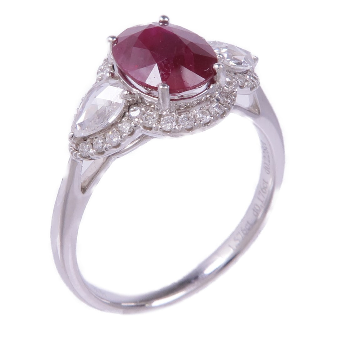 Jewelry Ruby Diamond Ring 18K White Gold Size 6.5 (1 of 7)