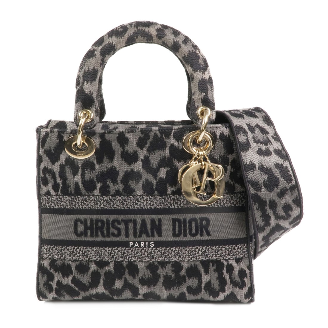 Christian Dior Lady D-Lite 2 Way Shoulder Bag Black Canvas GHW (1 of 15)