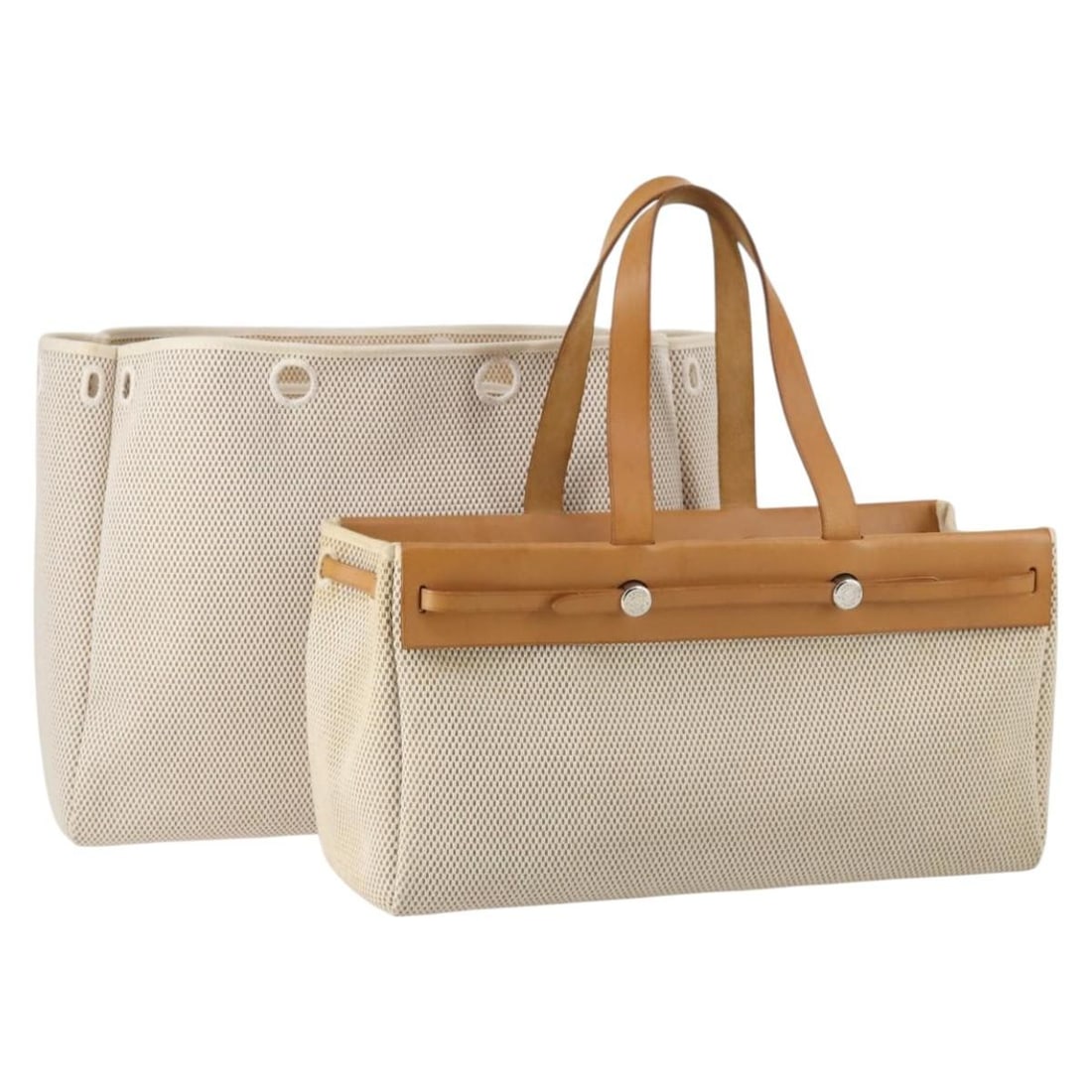 HERMES Her Bag Cabus GM Beige Canvas Tote Made in France (1 of 18)
