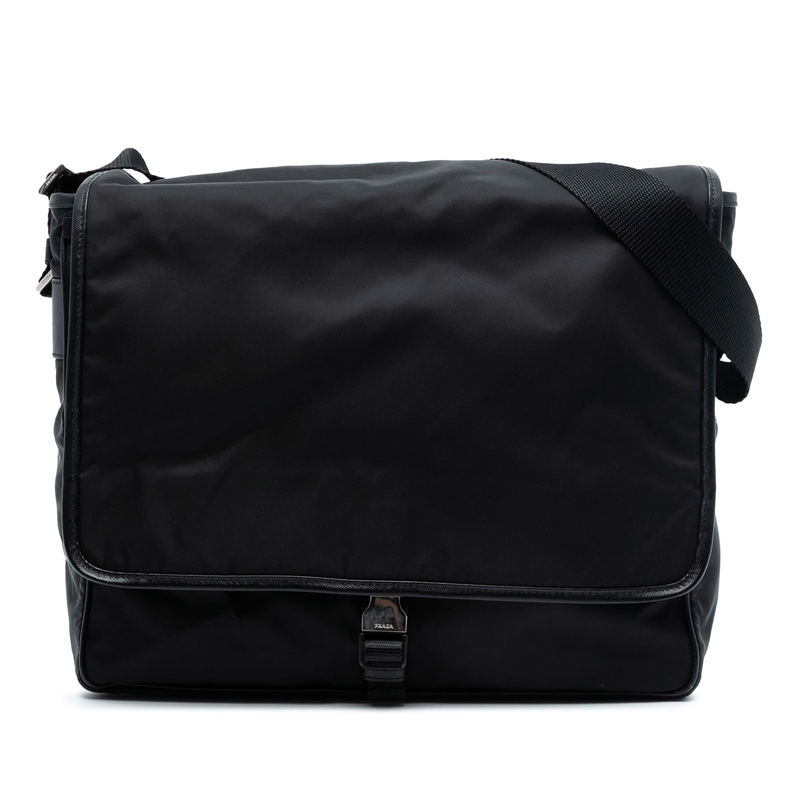 Black Nylon Prada Tessuto Crossbody Messenger Bag with Leather Trim (1 of 6)