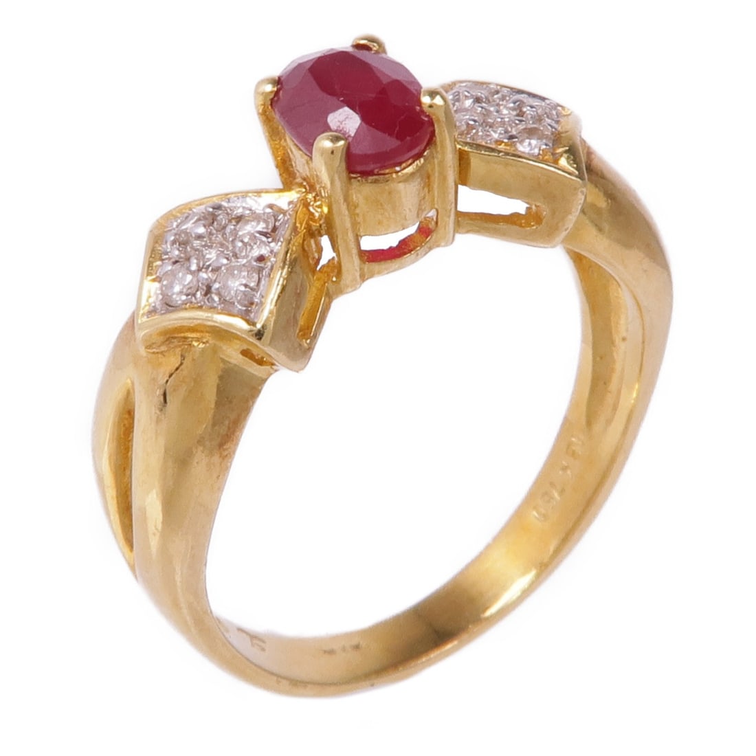 JEWELRY Ruby Diamond Ring in 18K Yellow Gold Size 6.25 (1 of 8)