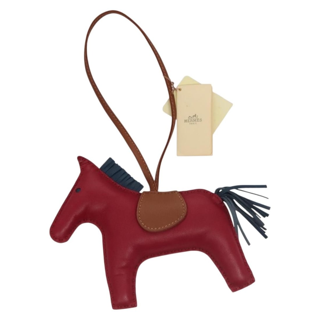 HERMES Rodeo MM Wine Red Leather Bag Charm (1 of 4)