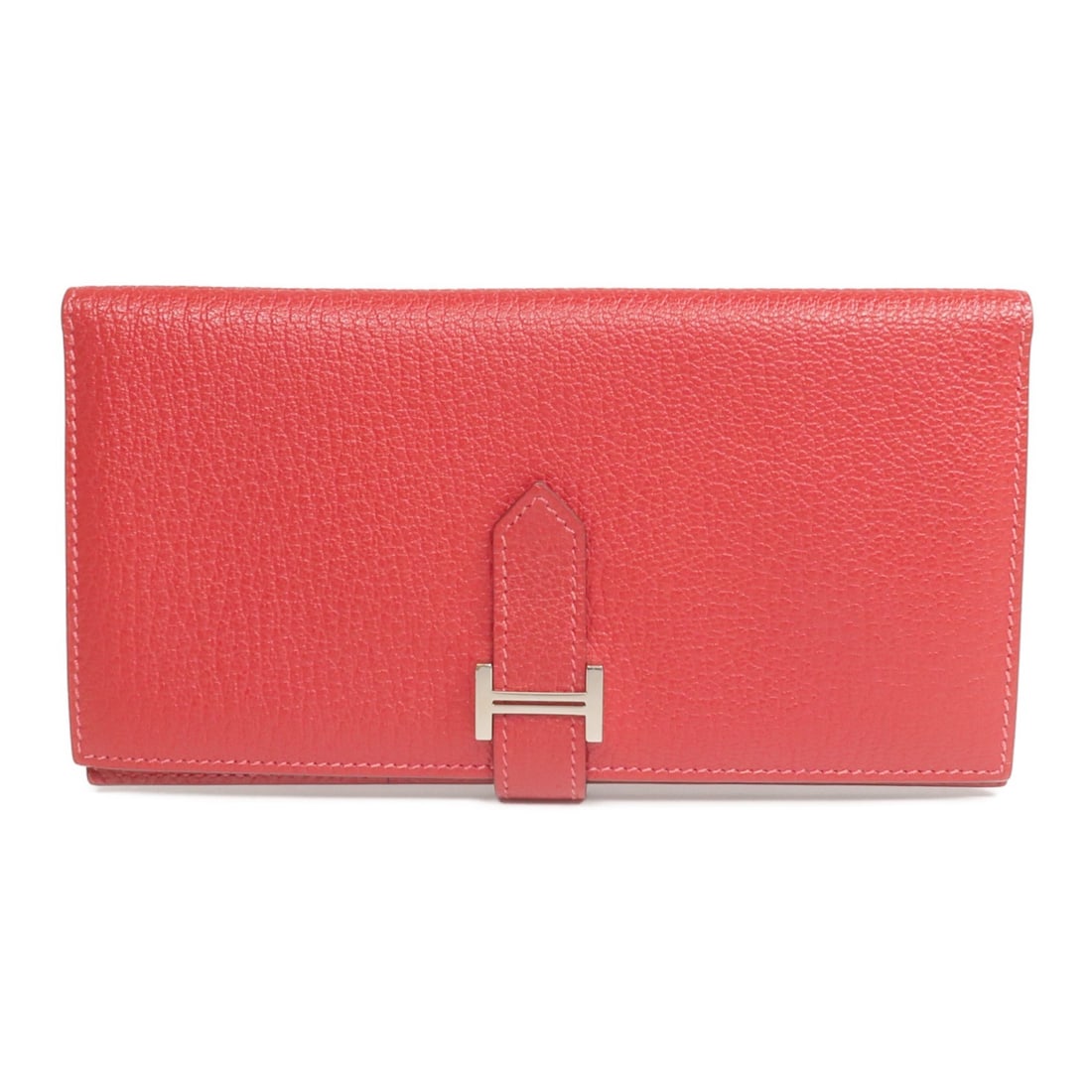 Rouge Vif Taurillon Clemence Leather Bearn Wallet by Hermes with Palladium Hardware (1 of 18)