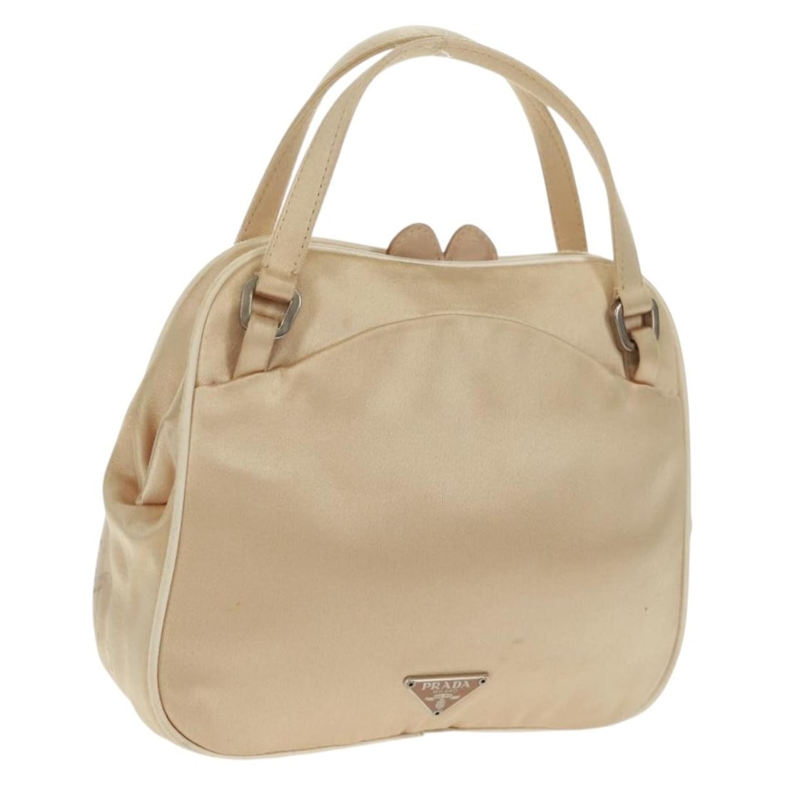 Prada Satin Velor Champagne Gold Silver Handbag with Dust Bag and Mirror (1 of 18)