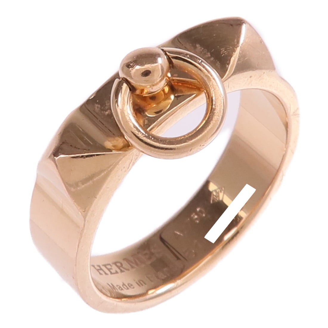 Hermes Collier de Chien 18K Rose Gold Ring Size US 5.75: Hermes Collier de Chien 18K Rose Gold Ring Size US 5.75 This Hermes Collier de chien ring is crafted from 18K pink gold, featuring a sleek gold color with no main stone. The ring is a regular size 5.7