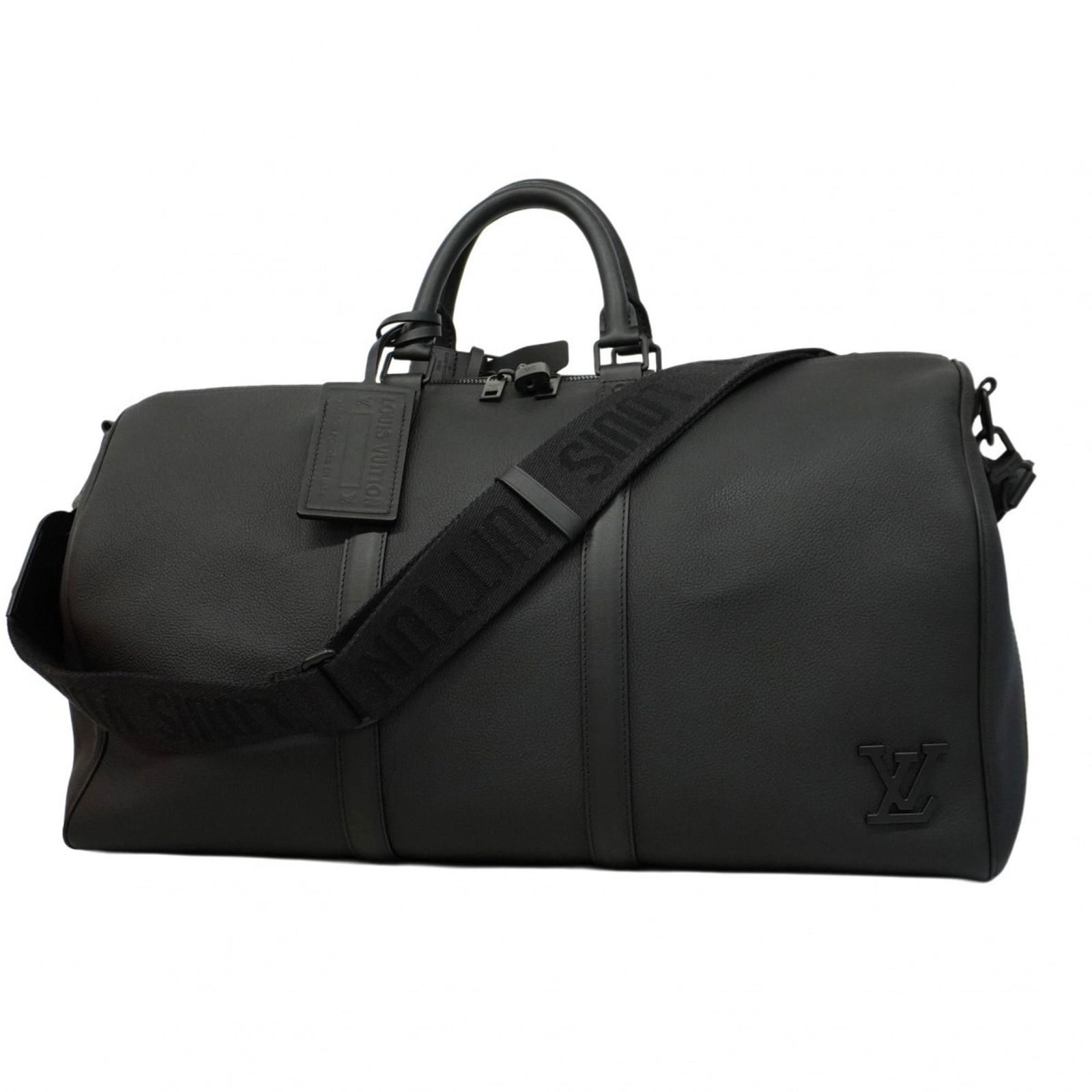 Keepall Bandouliere 50 Black Leather Travel Bag by Louis Vuitton (1 of 1)
