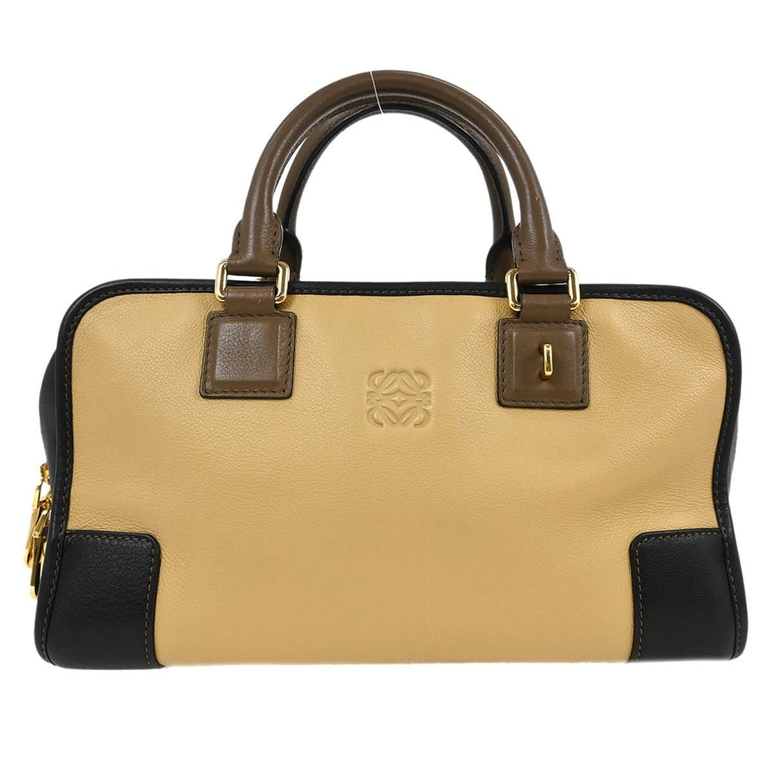 Loewe Amazona 28 Beige Black Brown Leather Handbag: Loewe Amazona 28 Beige Black Brown Leather Handbag This Loewe Amazona 28 handbag features a stylish blend of beige, black, and brown leather, making it an elegant accessory for any occasion. The mediu
