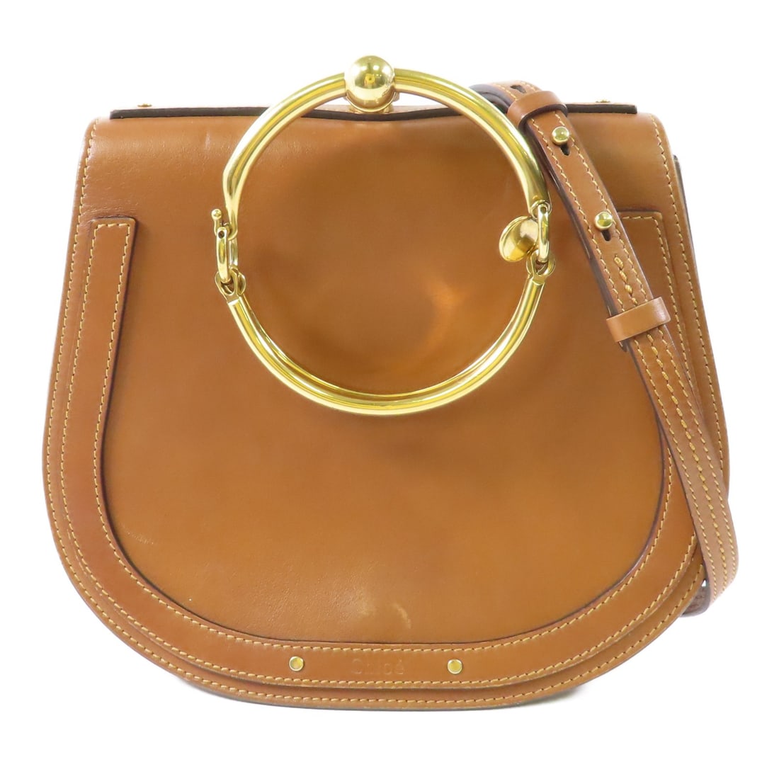 Chloe Nile Brown Calfskin Shoulder Bag GHW: Chloe Nile Brown Calfskin Shoulder Bag GHW The Chloe Nile Bag is a sophisticated shoulder bag crafted from high-quality calfskin leather in a rich brown color. Designed for everyday elegance, this bag