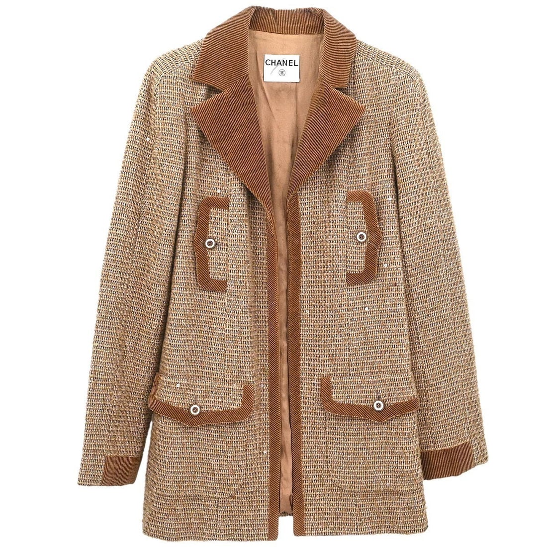 Brown Wool Blend Long Jacket by Chanel Size 38 Vintage (1 of 11)