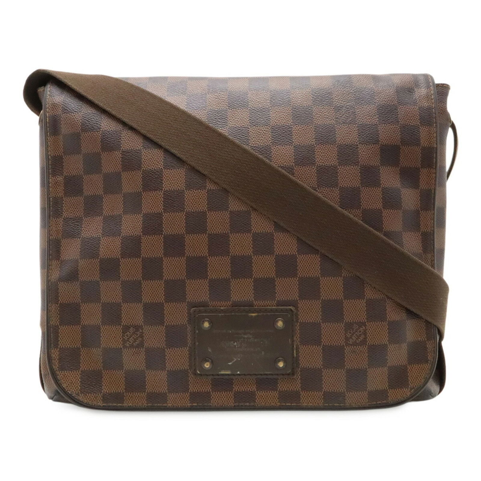 Louis Vuitton Brooklyn Brown Canvas Shoulder Bag France: Louis Vuitton Brooklyn Brown Canvas Shoulder Bag France This Louis Vuitton Brooklyn bag is crafted from brown canvas and features a practical design suitable for everyday use. The bag shows traces of